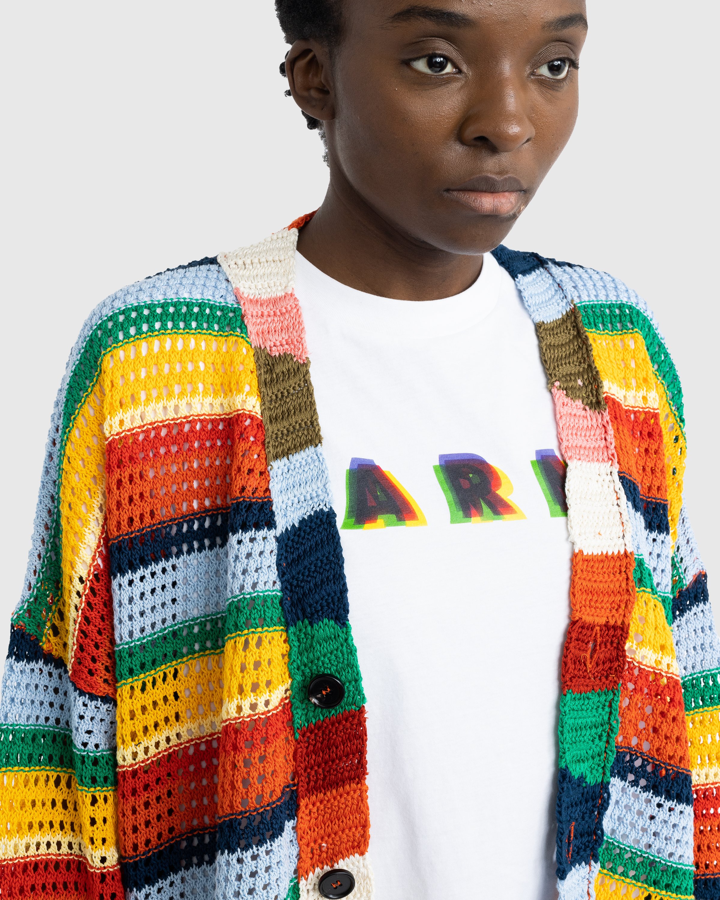 Marni x No Vacancy Inn - Striped Crochet Cardigan Multi - Clothing - Multi - Image 3