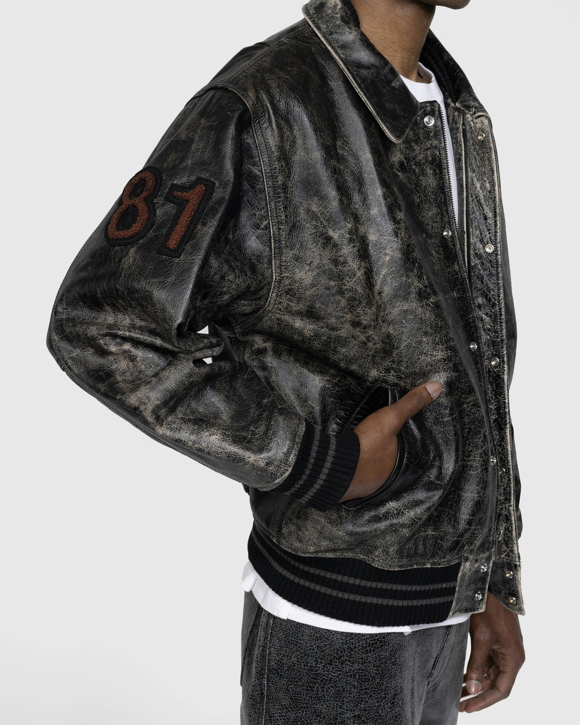 Guess USA - Distressed Leather Letterman Jacket Black - Clothing - Black - Image 4
