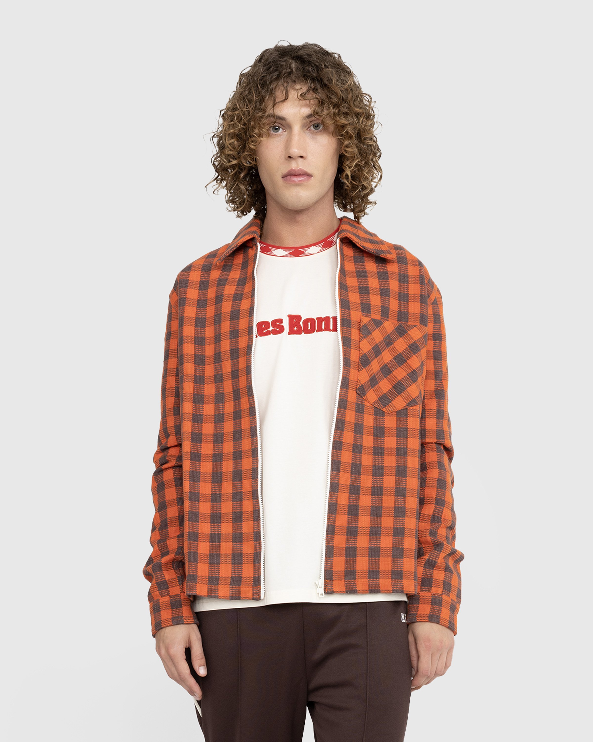 Wales Bonner - Études Jacket Cotton Check Orange/Brown - Clothing - Orange - Image 2