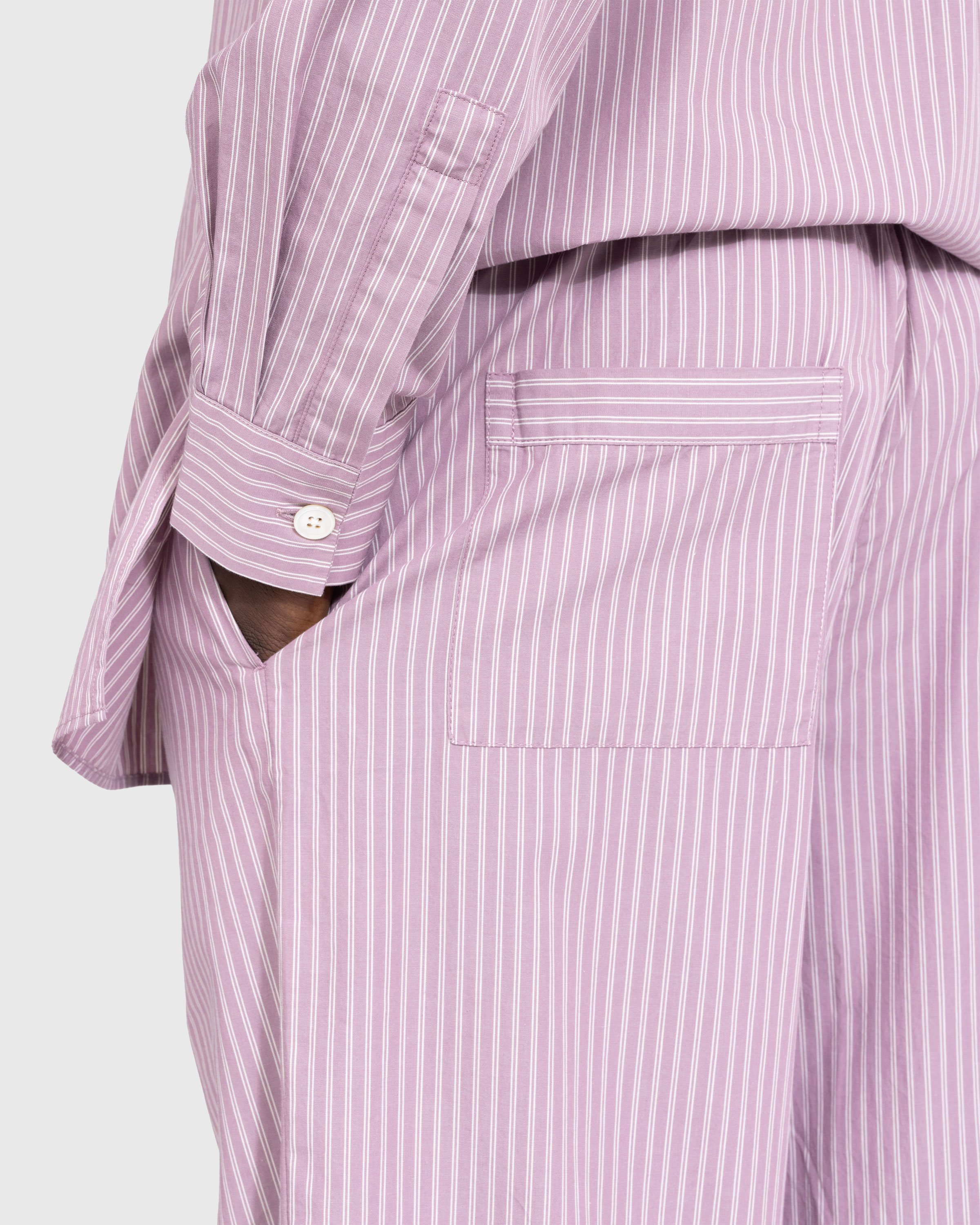 Birkenstock x Tekla - Poplin Pyjama Pants Mauve Stripes - Clothing - Purple - Image 5
