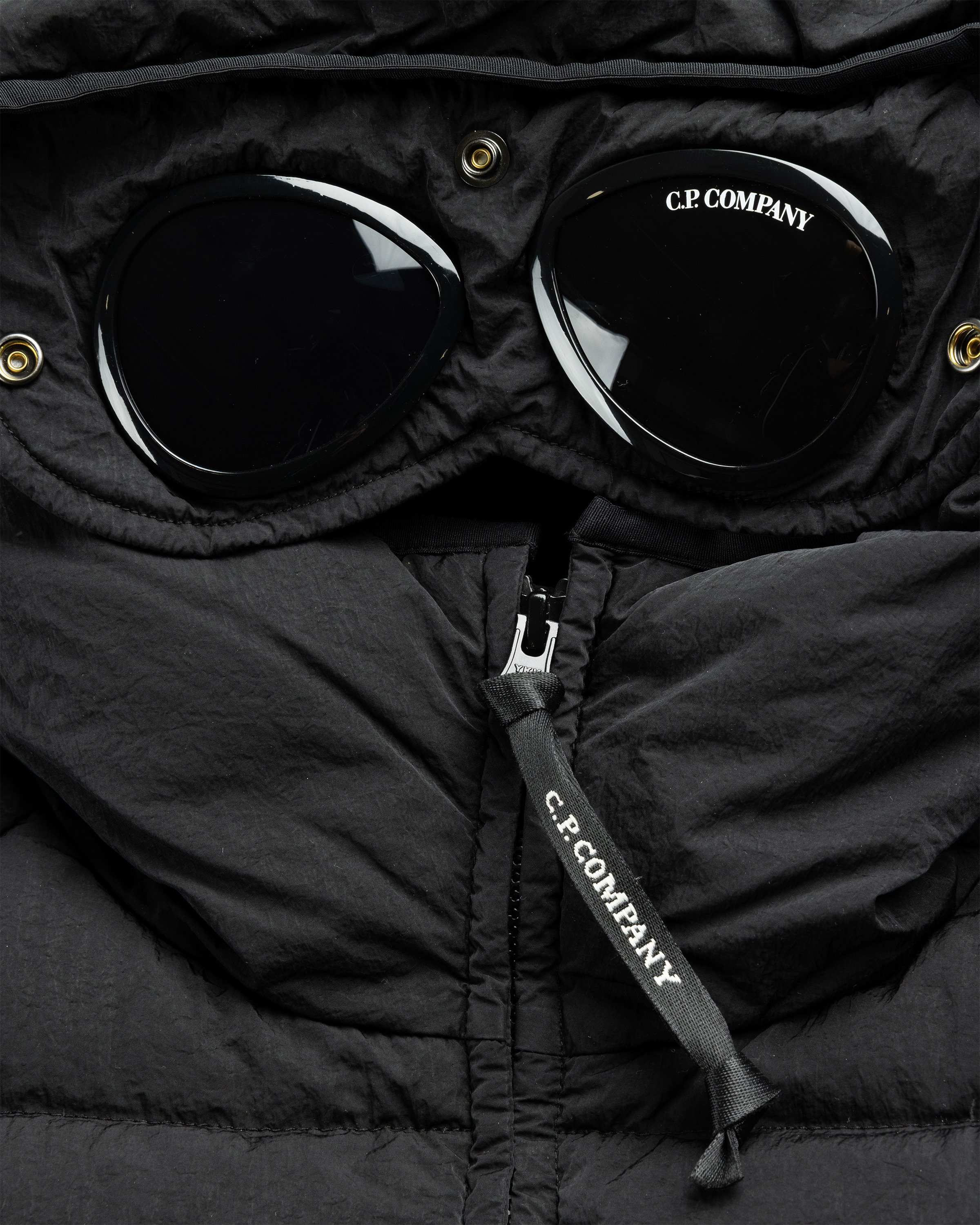 C.P. Company - Eco-Chrome R Hooded Down Goggle Jacket Black - Clothing - Black - Image 7