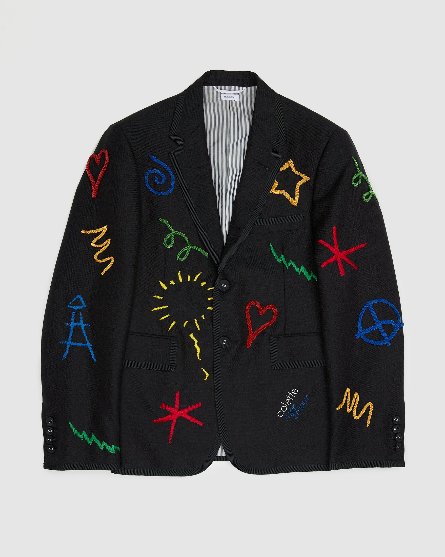Colette Mon Amour x Thom Browne - Black Embroidered Tux Suit - Clothing - Grey - Image 3