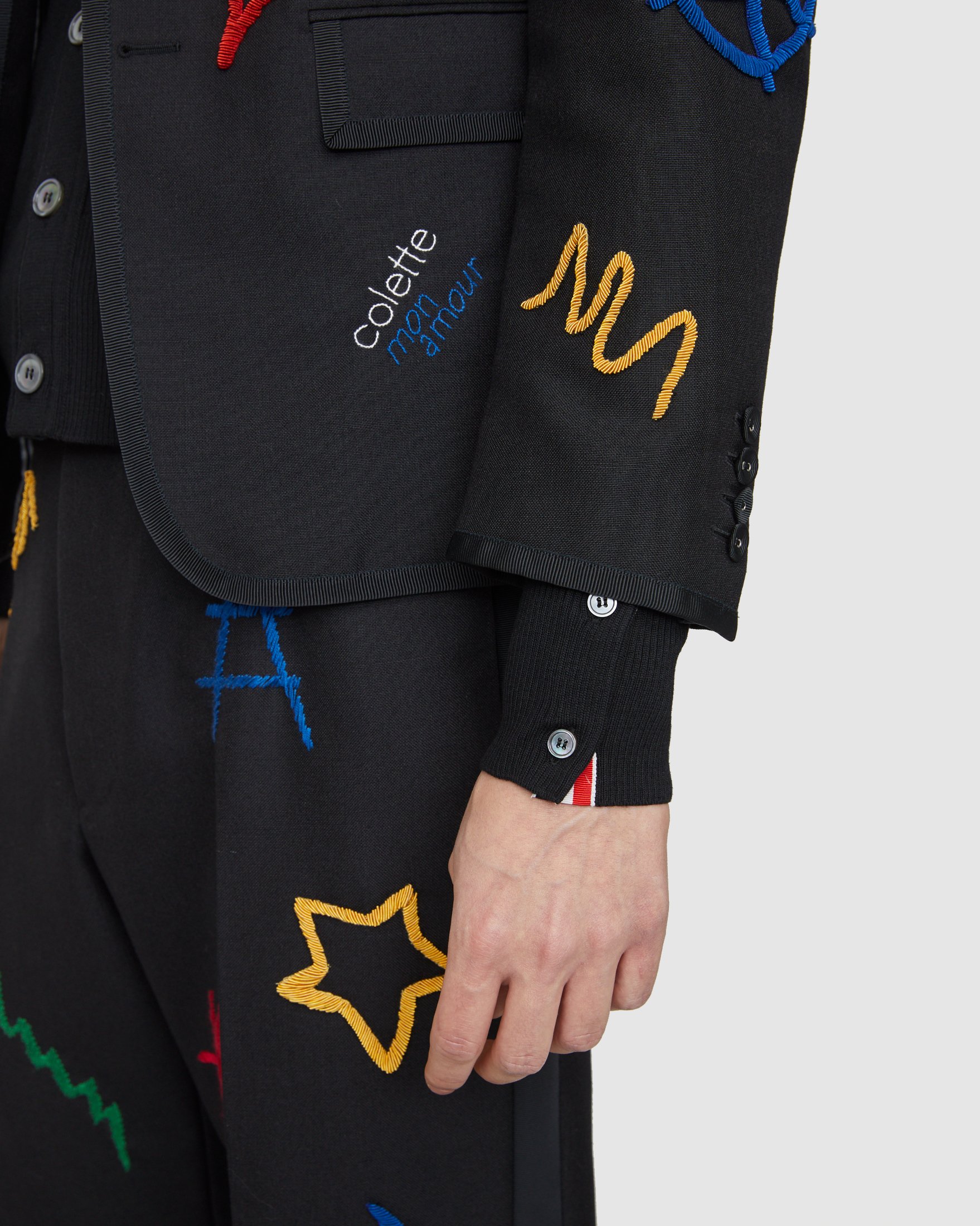 Colette Mon Amour x Thom Browne - Black Embroidered Tux Suit - Clothing - Grey - Image 11
