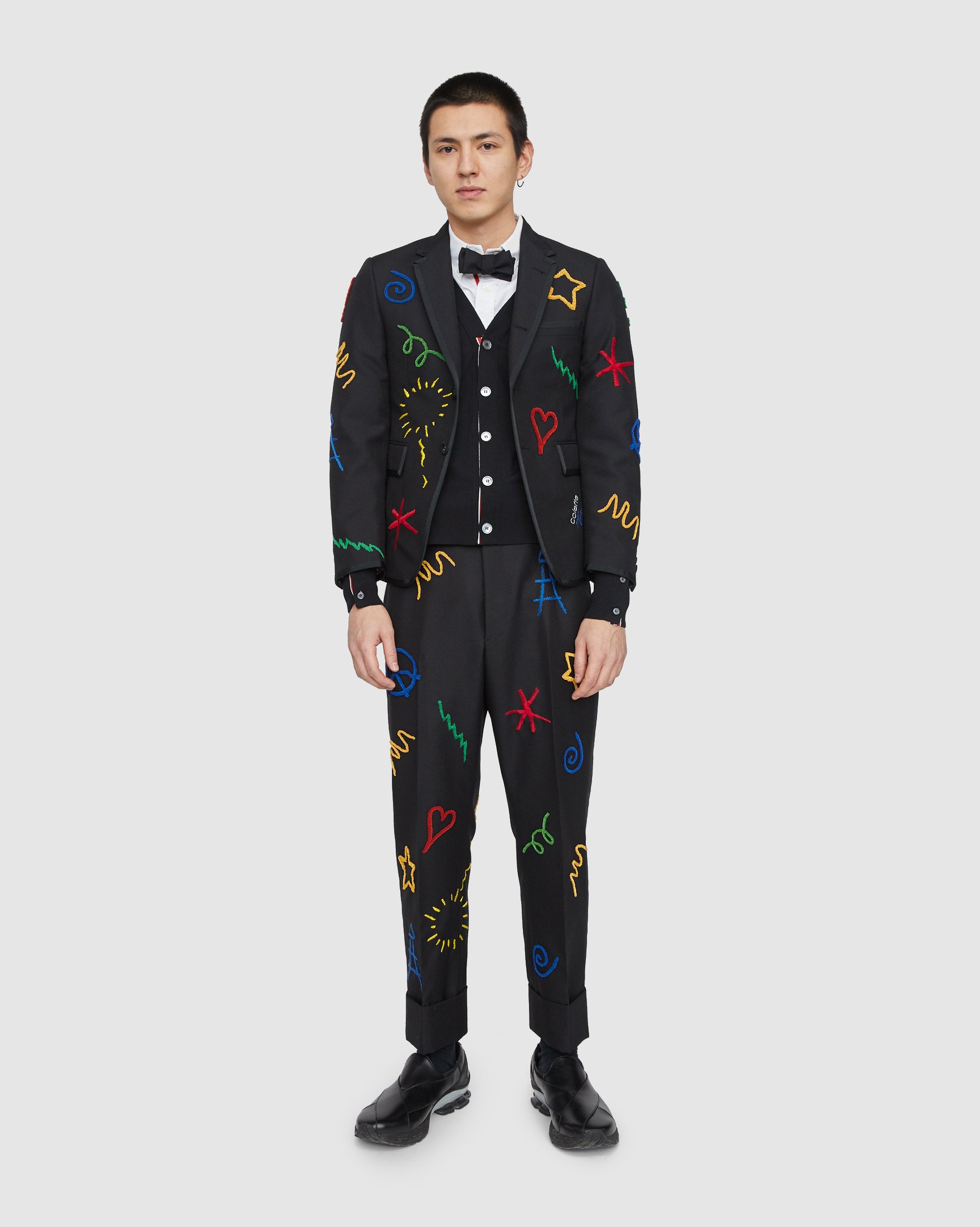 Colette Mon Amour x Thom Browne - Black Embroidered Tux Suit - Clothing - Grey - Image 9