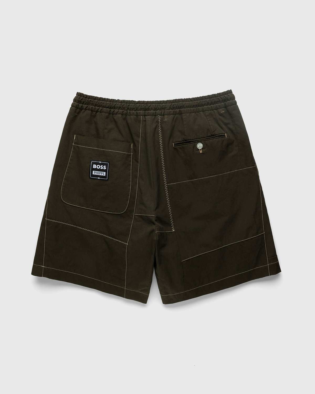 BOSS x Phipps - Cotton Shorts With Buttoned Hem Dark Green - Clothing - Green - Image 2