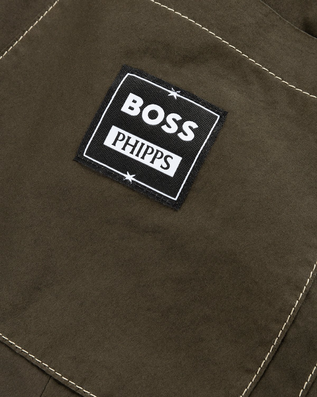 BOSS x Phipps - Cotton Shorts With Buttoned Hem Dark Green - Clothing - Green - Image 6