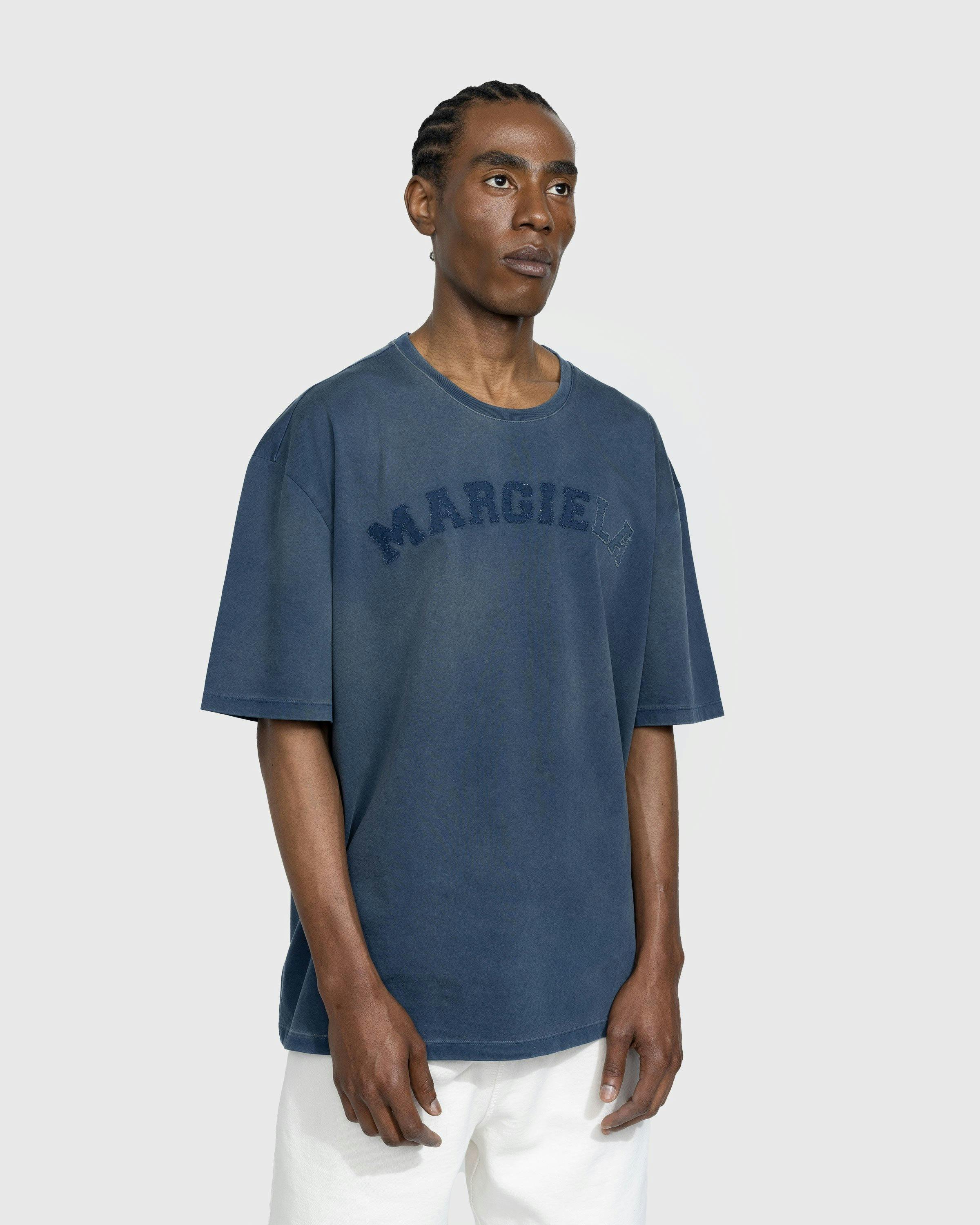 Maison Margiela - Heavy Jersey Logo T-Shirt Blue - Clothing - Blue - Image 2