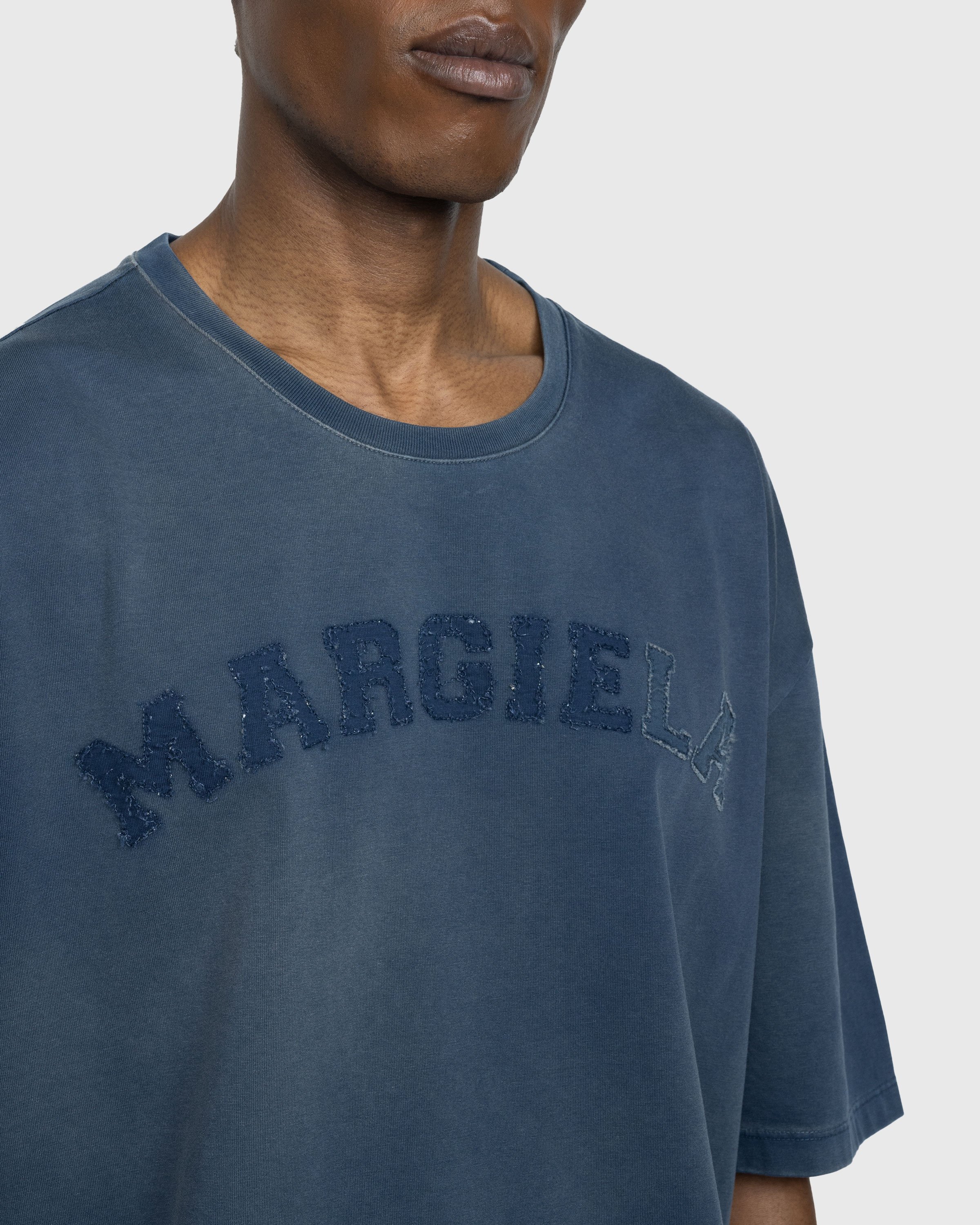 Maison Margiela - Heavy Jersey Logo T-Shirt Blue - Clothing - Blue - Image 4
