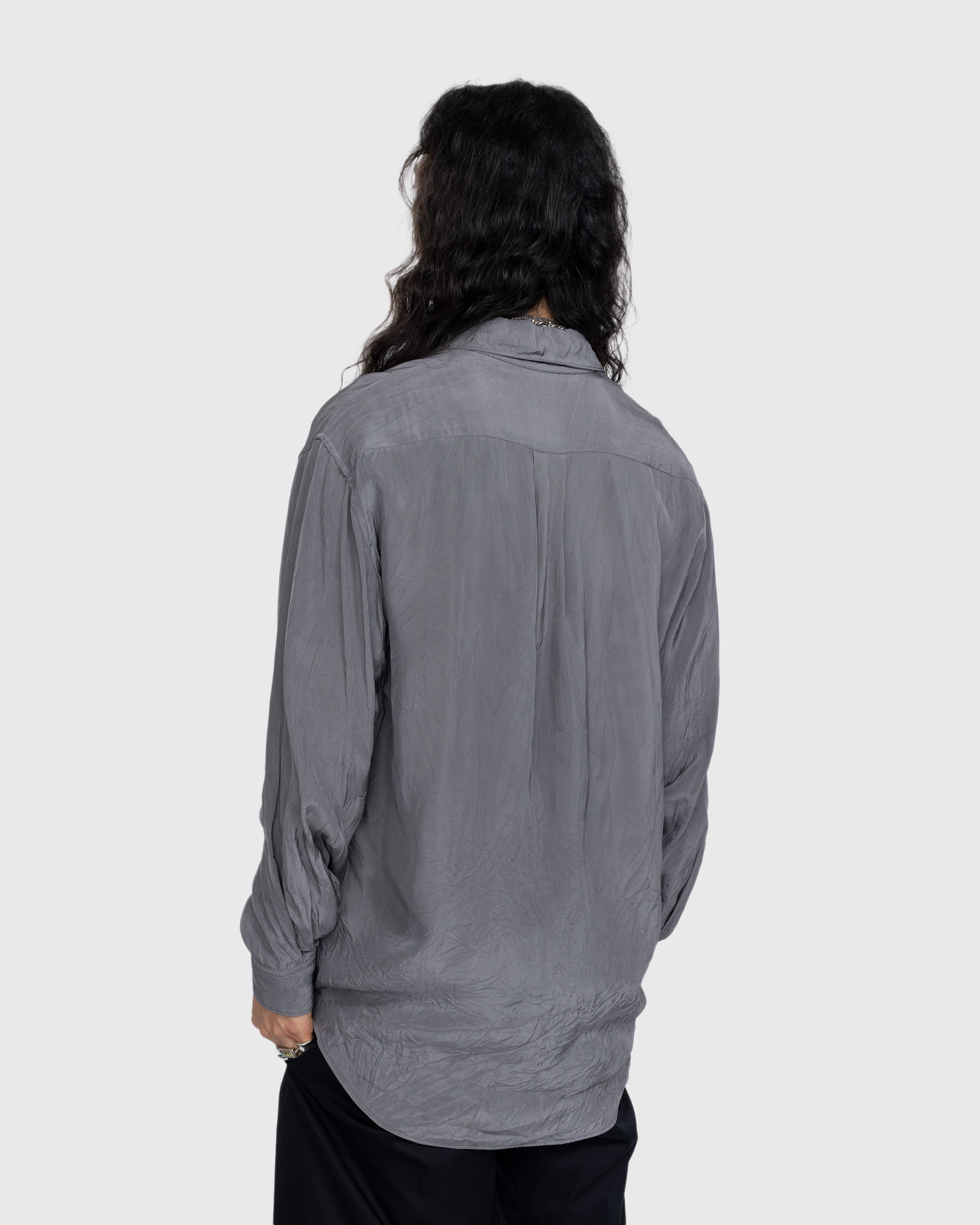 Lemaire - Crinkled Longsleeve Shirt Aluminum - Clothing - Grey - Image 3