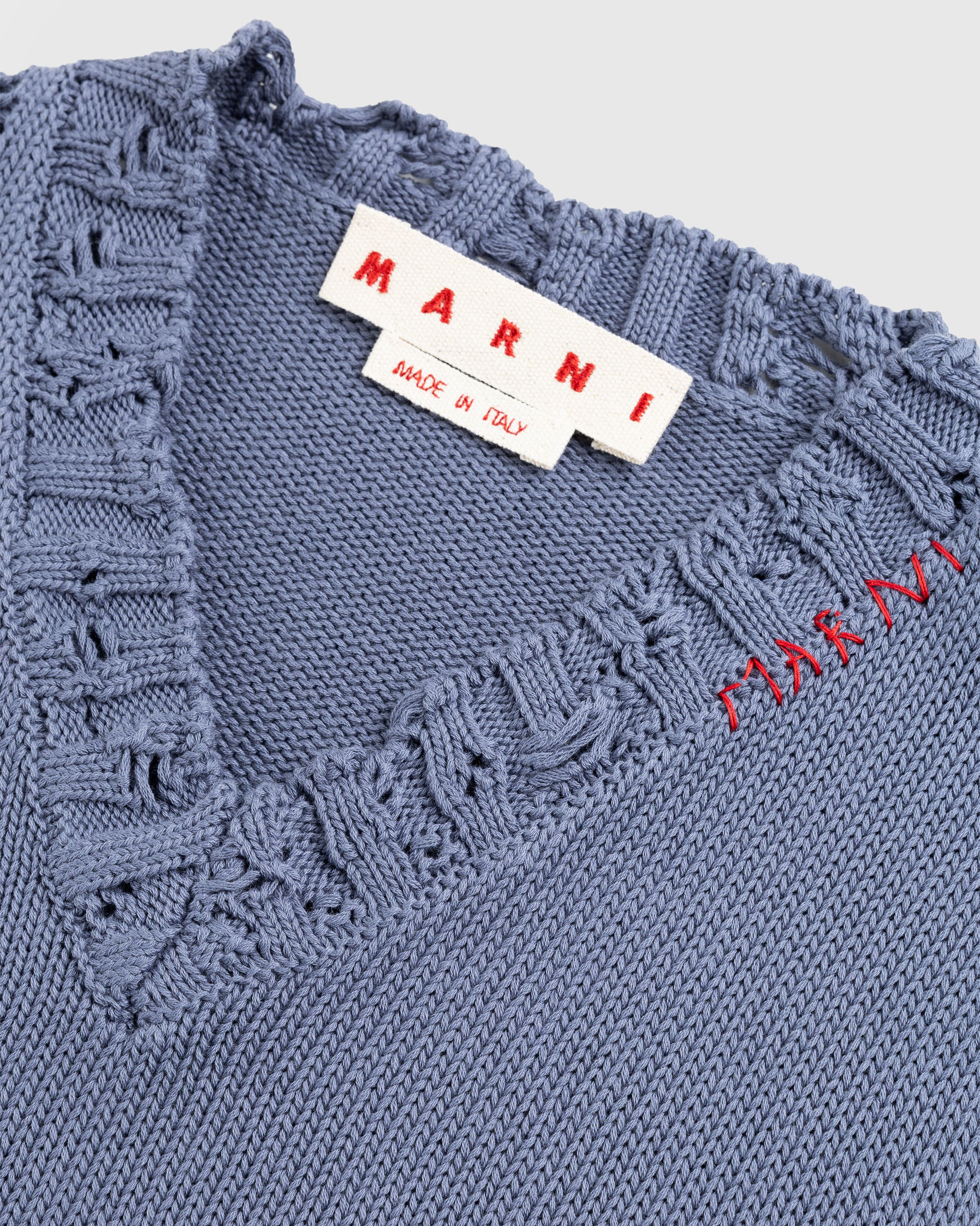 Marni - Cotton V-Neck Vest Steel - Clothing - Grey - Image 6