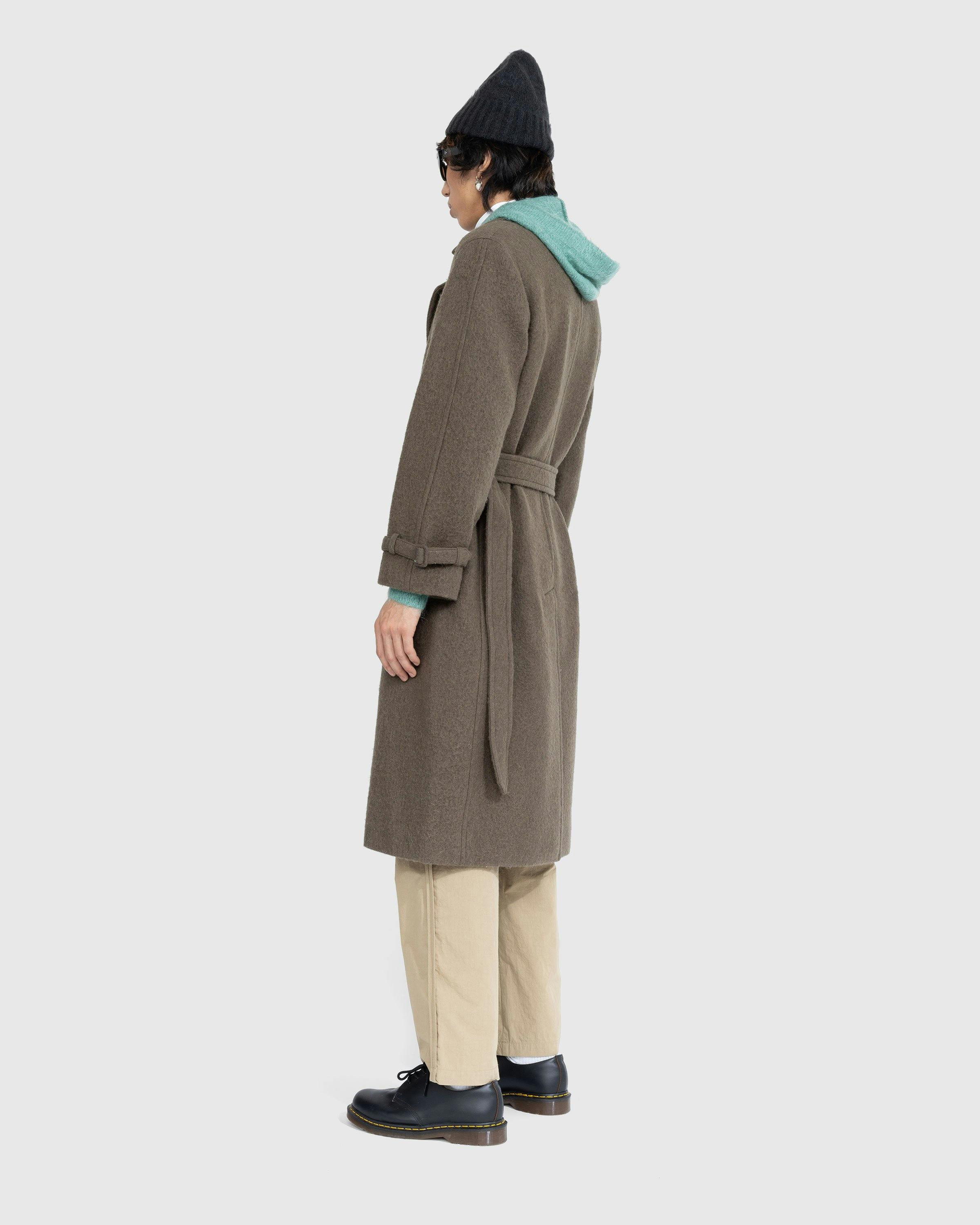 Auralee - Brushed Alpaca Wool Melton Trench Coat Dark Olive - Clothing - Green - Image 4