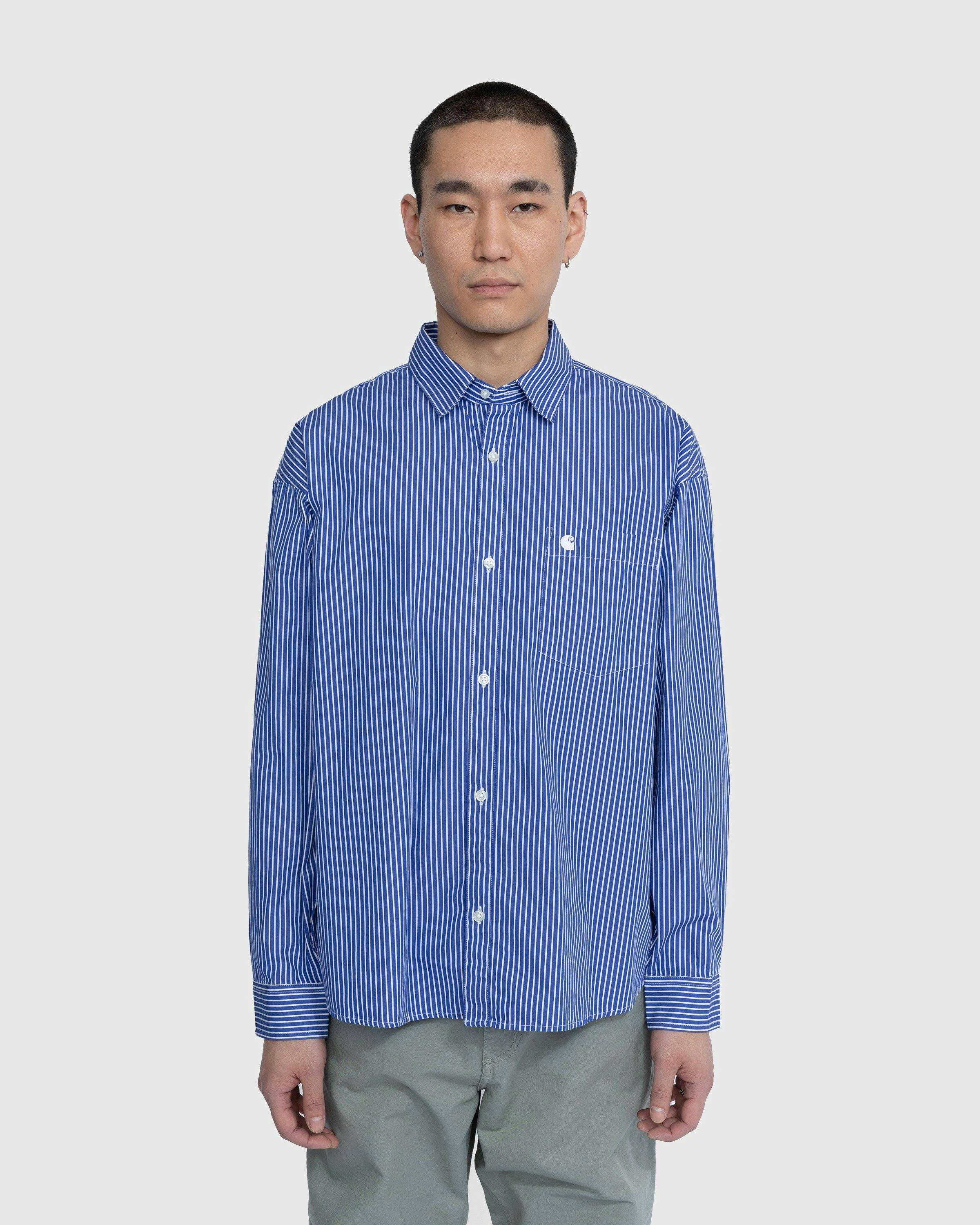 Carhartt WIP - Drake Stripe Shirt Lazurite/White - Clothing - Blue - Image 2