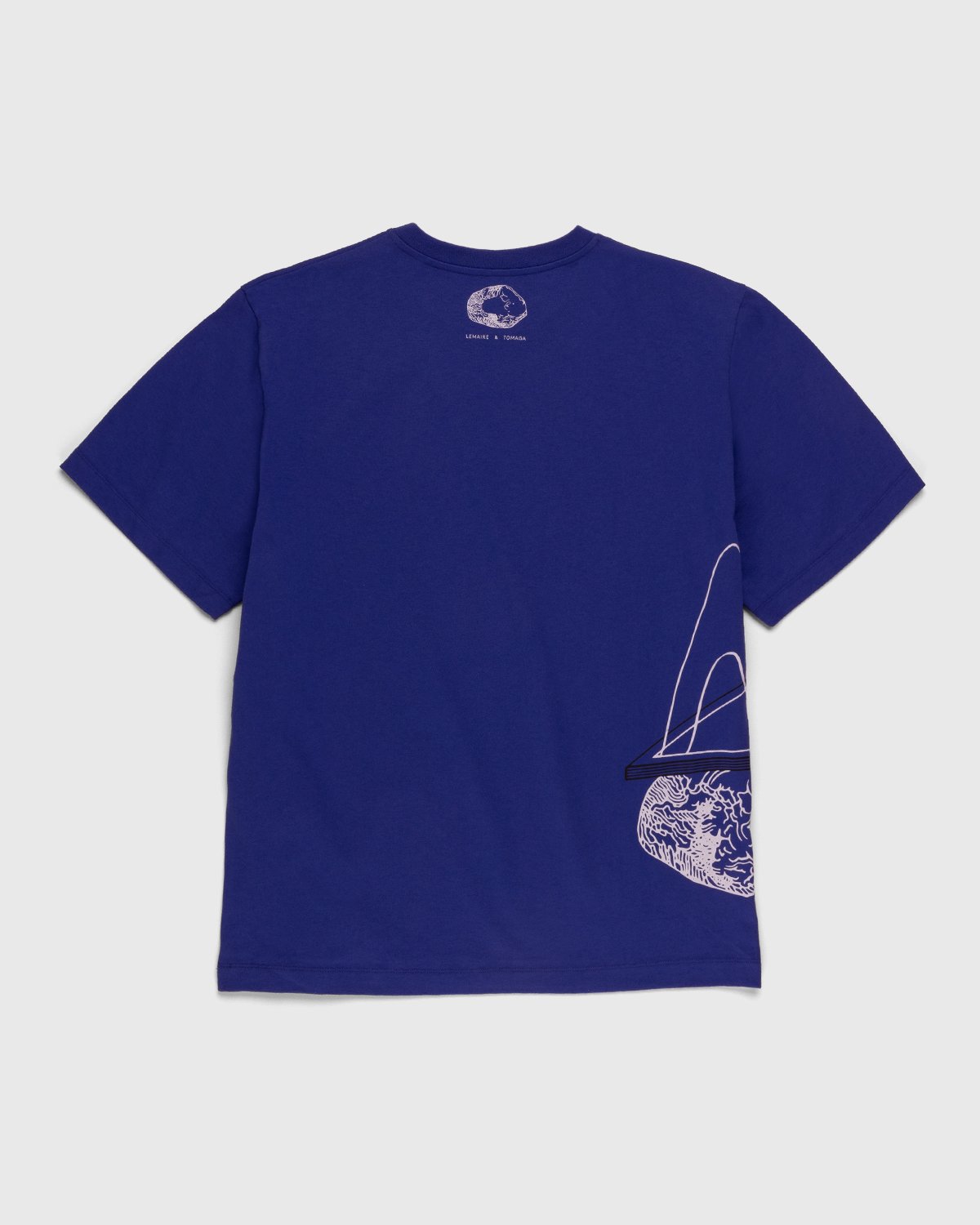 Lemaire - Printed Cotton T-Shirt Cobalt Blue - Clothing - Blue - Image 2