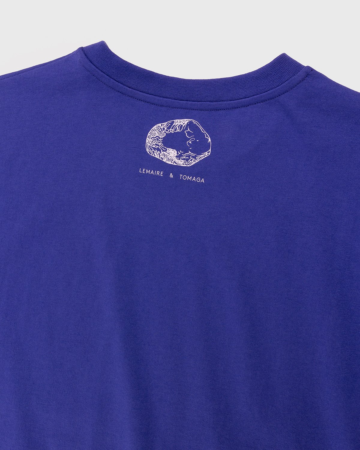 Lemaire - Printed Cotton T-Shirt Cobalt Blue - Clothing - Blue - Image 3