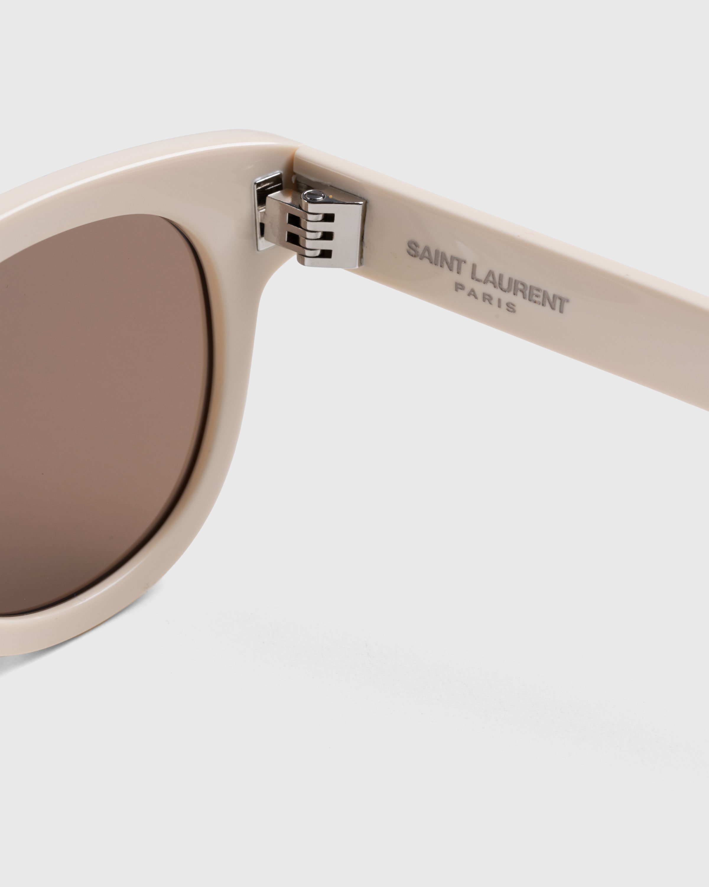 Saint Laurent - SL 571 Round Frame Sunglasses Ivory/Brown - Accessories - Multi - Image 3