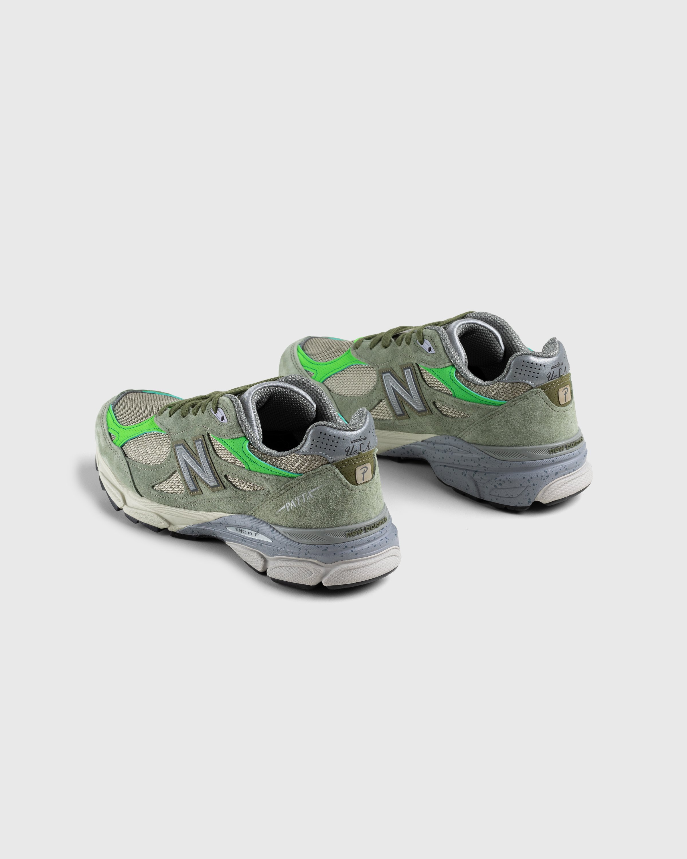 Patta x New Balance - M990PP3 Made in USA 990v3 Olive/White Pepper - Footwear - Green - Image 2
