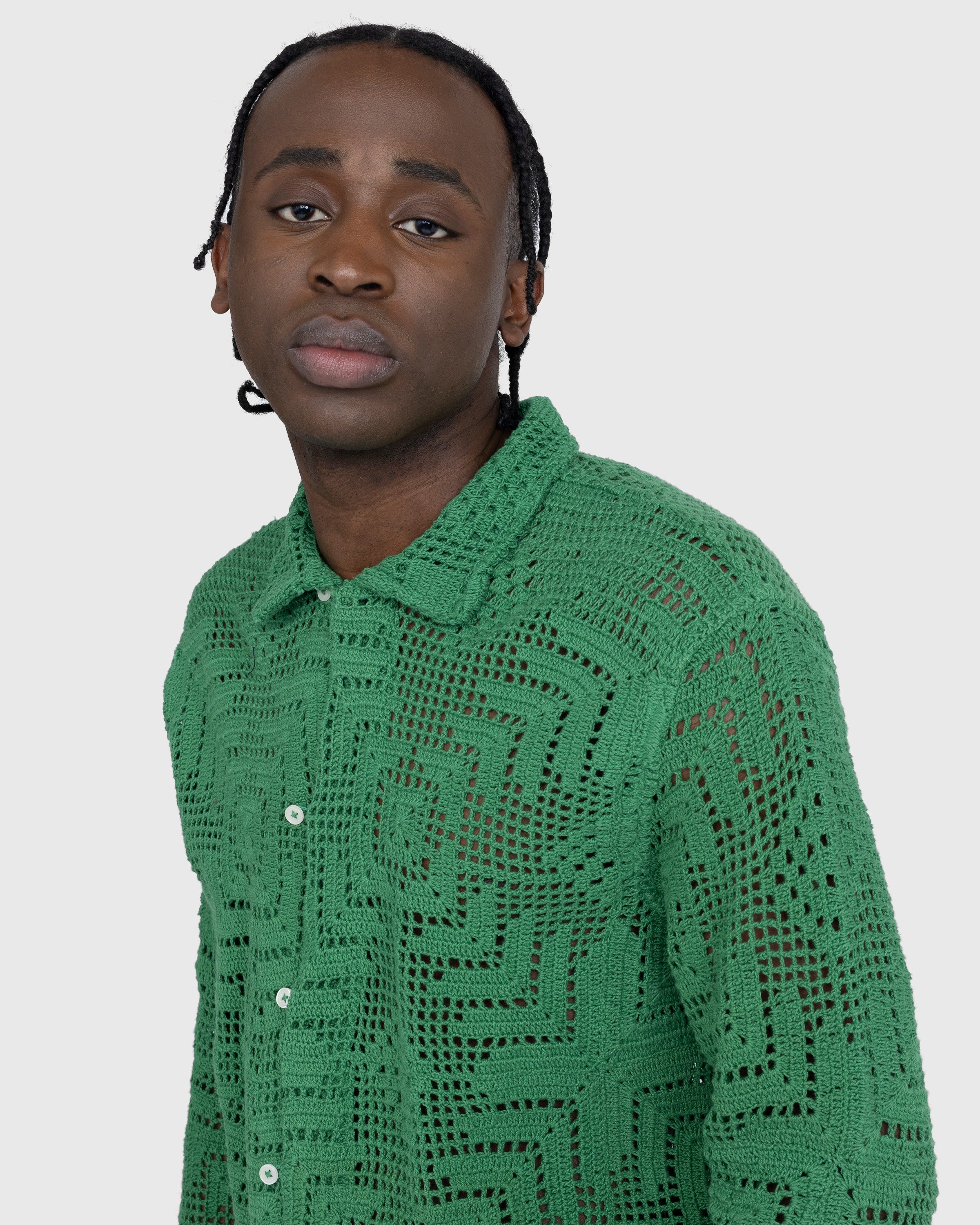 Bode - Crochet Overshirt Green - Clothing - Green - Image 5