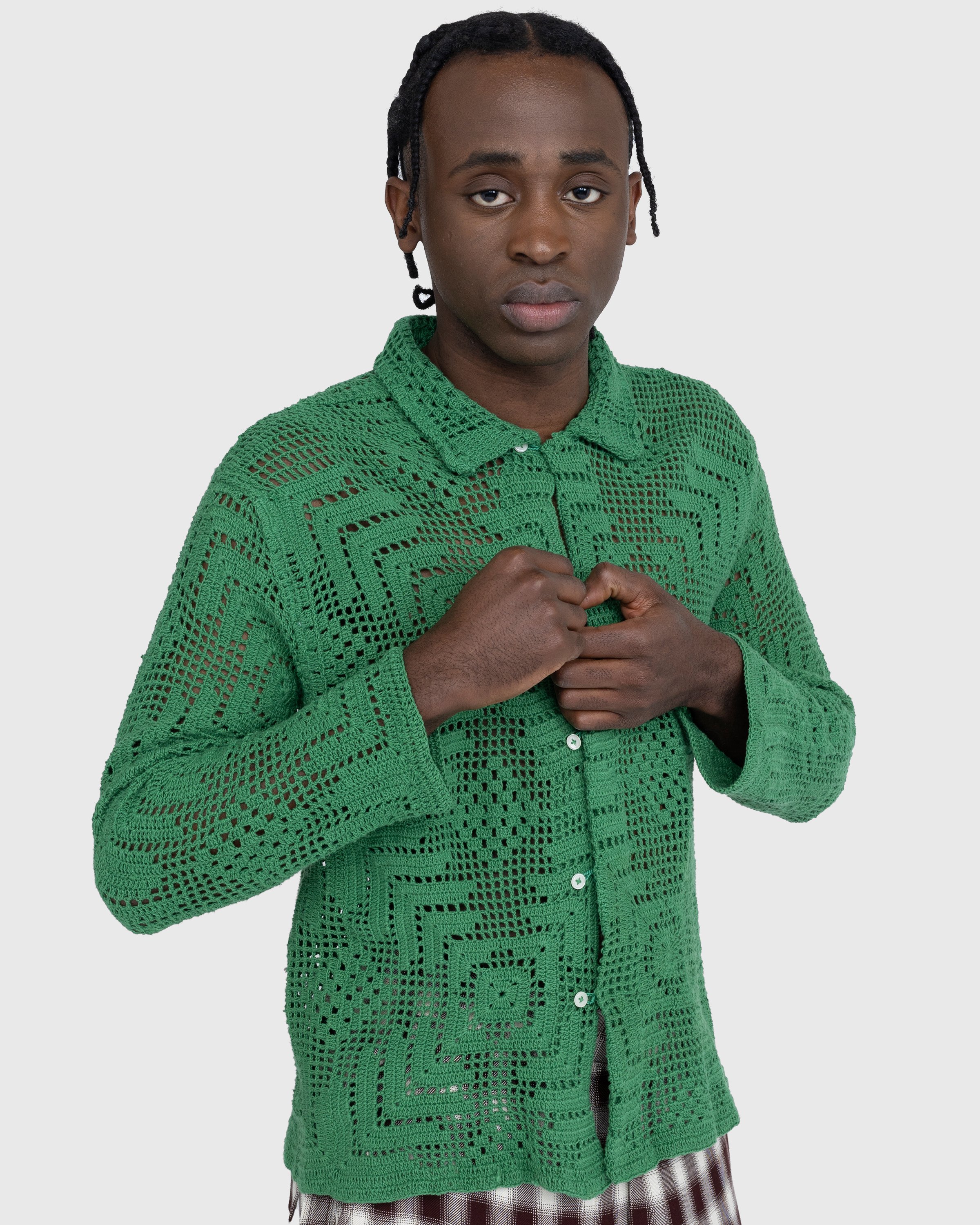 Bode - Crochet Overshirt Green - Clothing - Green - Image 6