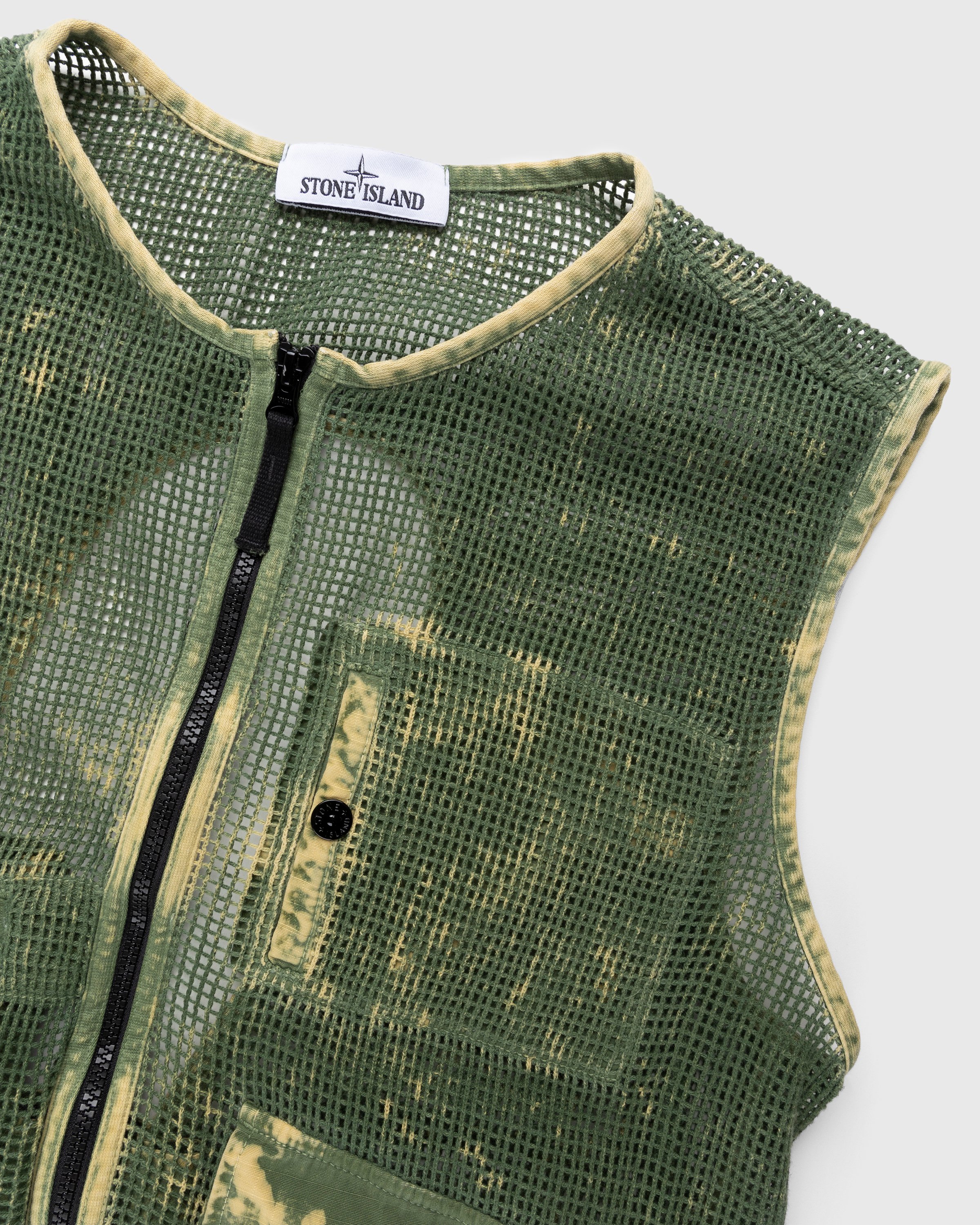 Stone Island - G0622 Garment-Dyed Cotton Mesh Vest Olive - Clothing - Green - Image 3
