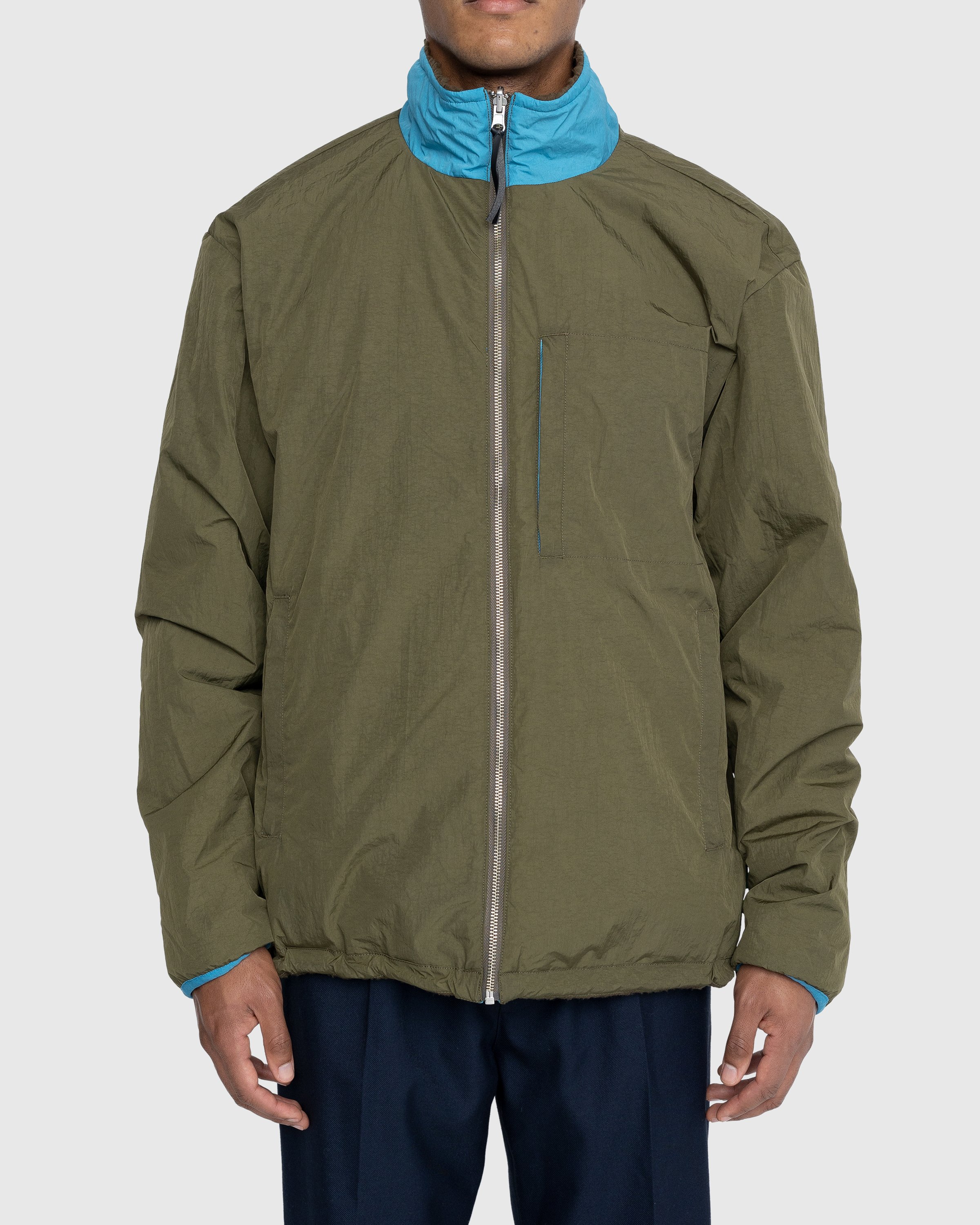 Highsnobiety - Reversible Polar Fleece Zip Jacket Steel Blue/Dark Green - Clothing - Green - Image 3