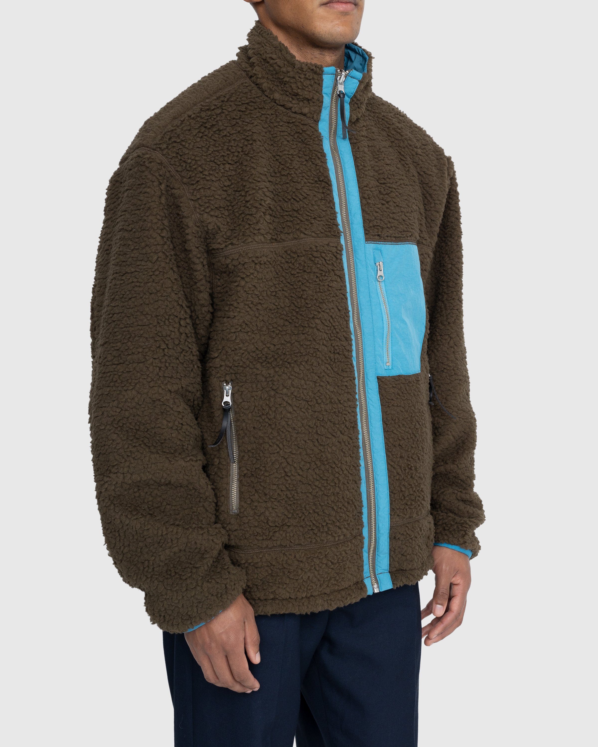 Highsnobiety - Reversible Polar Fleece Zip Jacket Steel Blue/Dark Green - Clothing - Green - Image 5