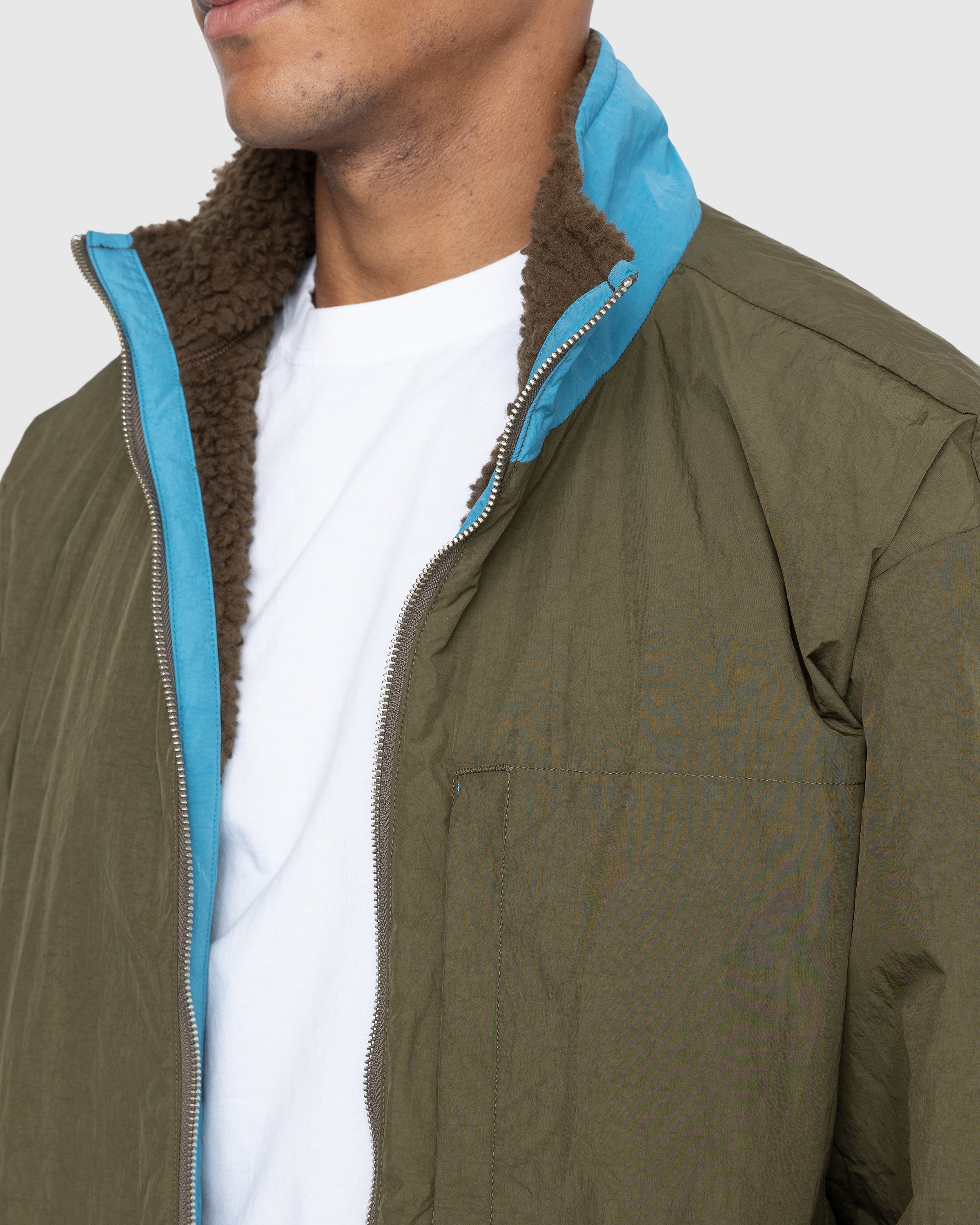 Highsnobiety - Reversible Polar Fleece Zip Jacket Steel Blue/Dark Green - Clothing - Green - Image 13