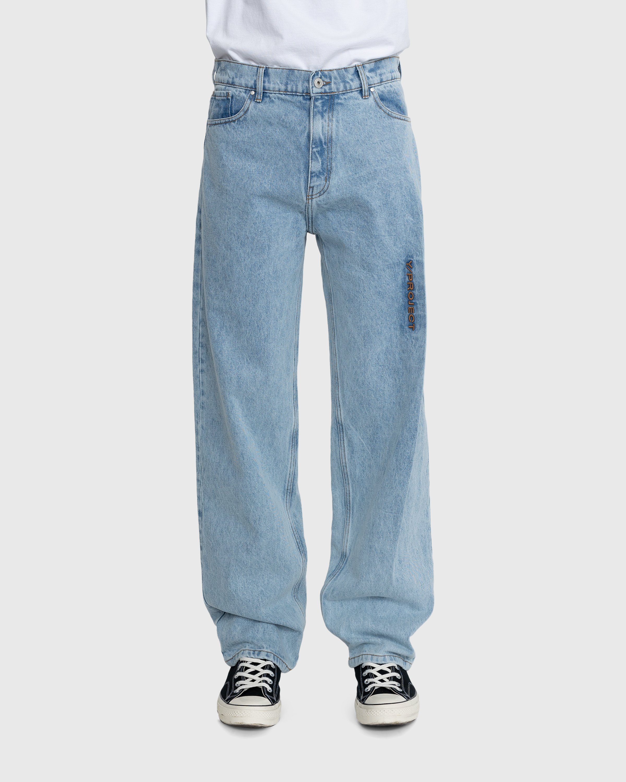 Y/Project - Pinched Logo Jeans Blue - Clothing - Blue - Image 2