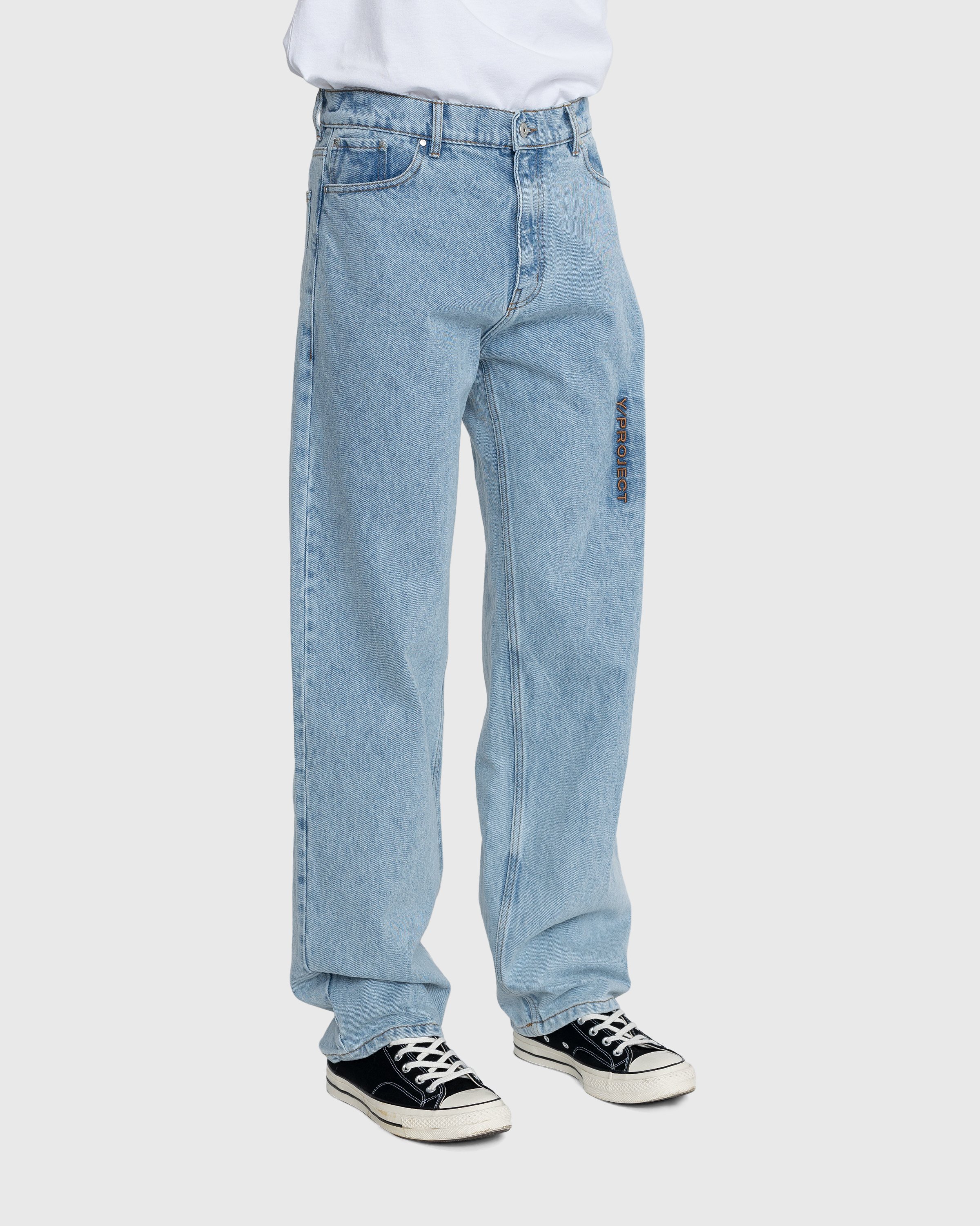 Y/Project - Pinched Logo Jeans Blue - Clothing - Blue - Image 3