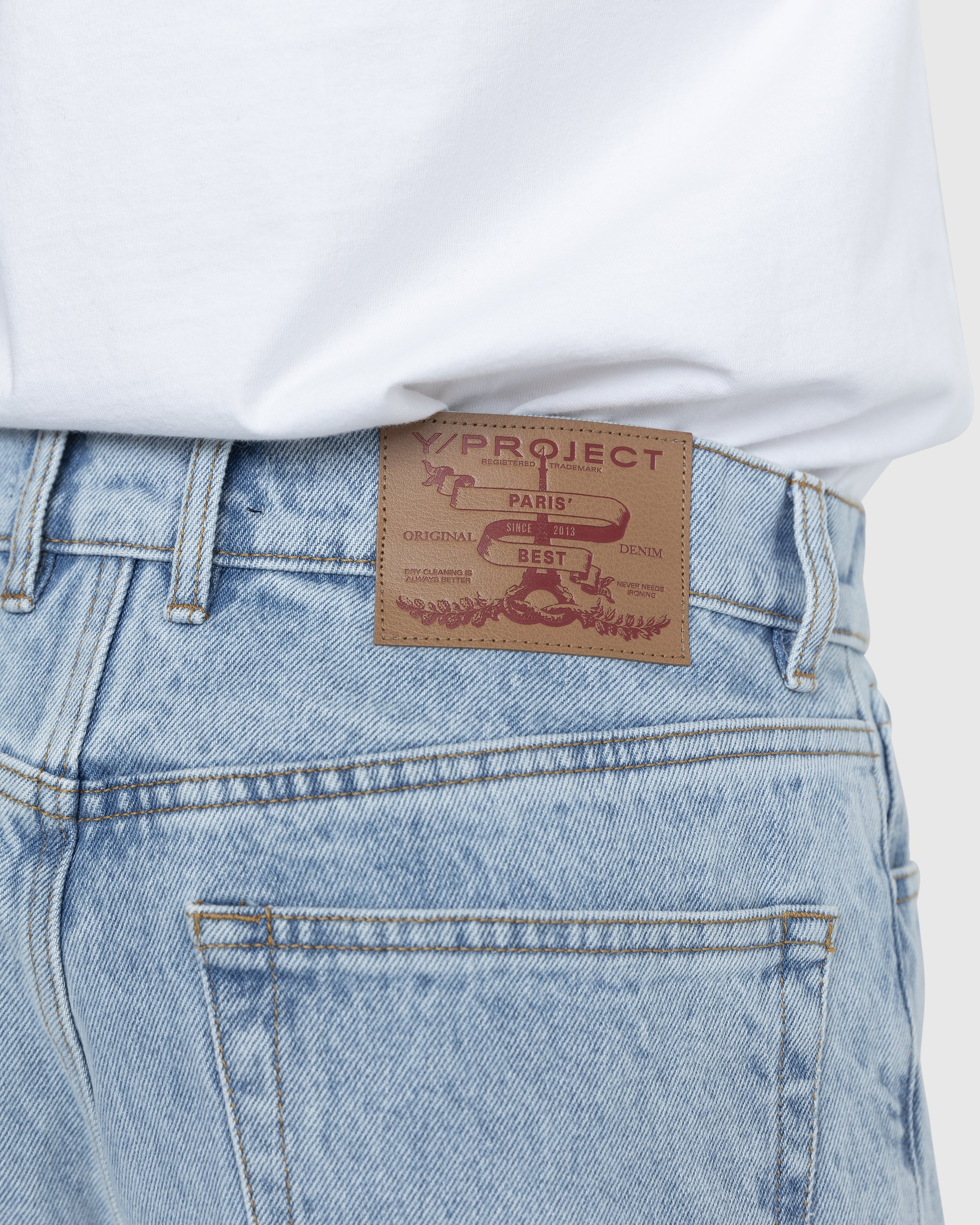 Y/Project - Pinched Logo Jeans Blue - Clothing - Blue - Image 6