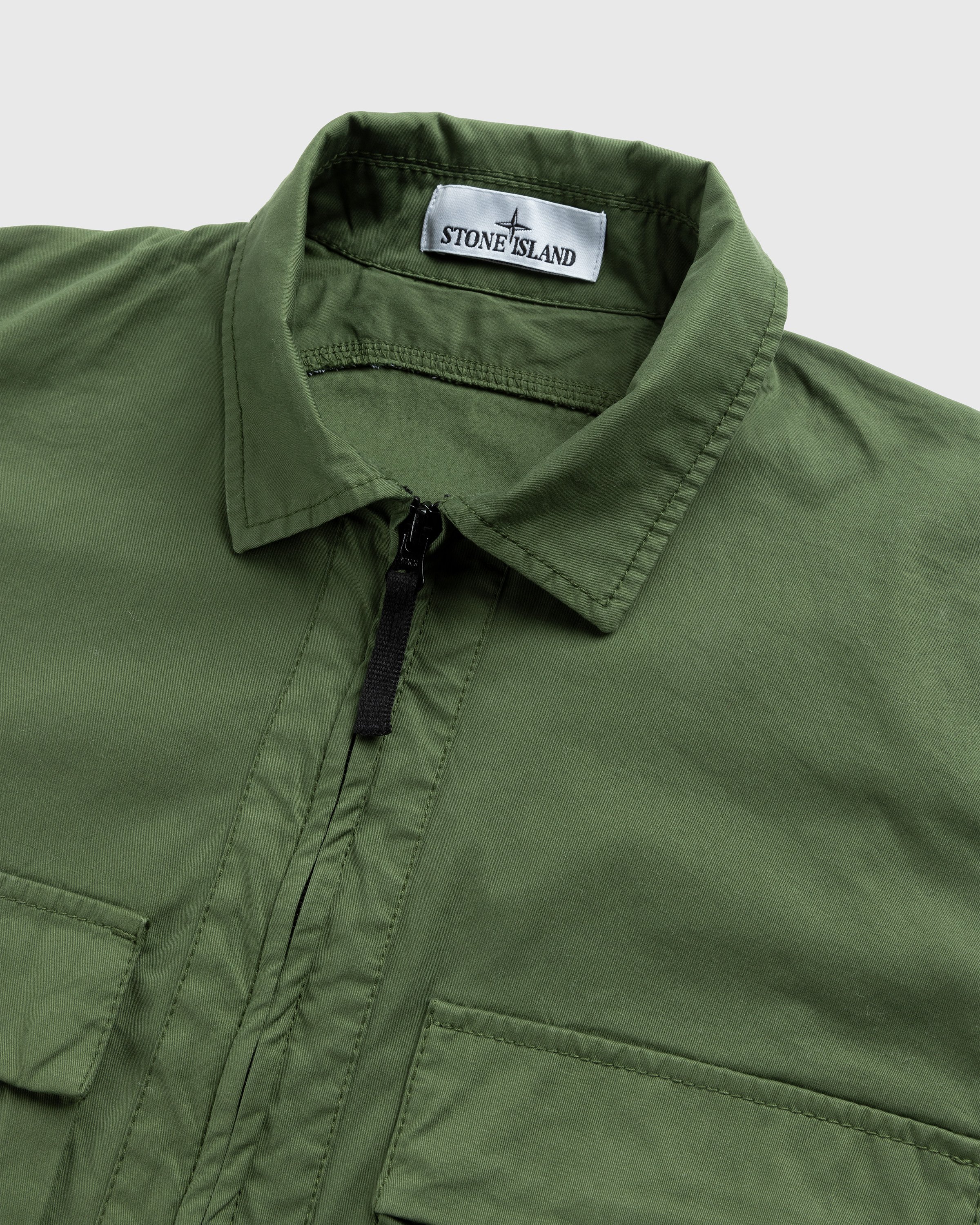 Stone Island - Garment-Dyed Cotton Overshirt Olive - Clothing - Green - Image 3