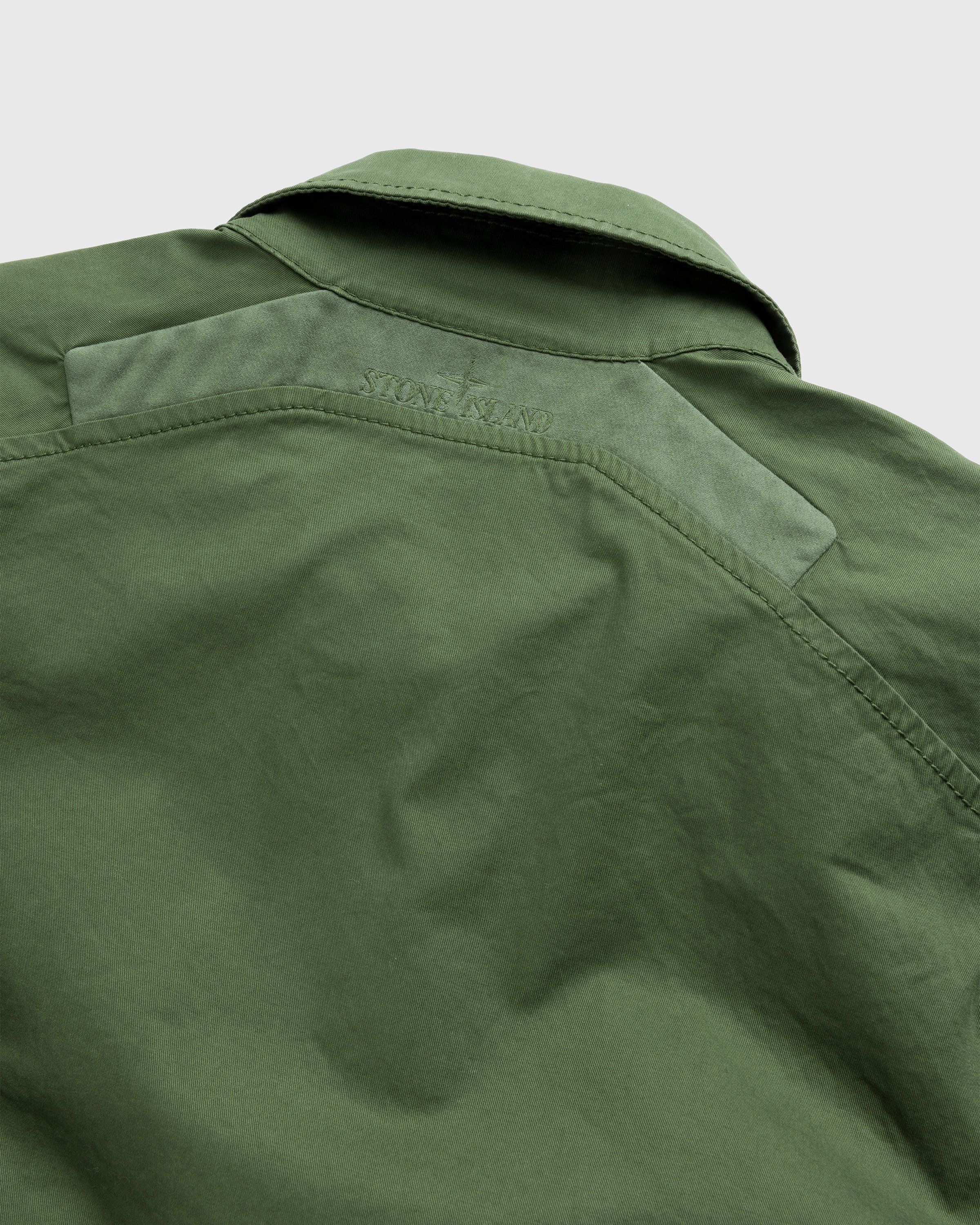 Stone Island - Garment-Dyed Cotton Overshirt Olive - Clothing - Green - Image 4