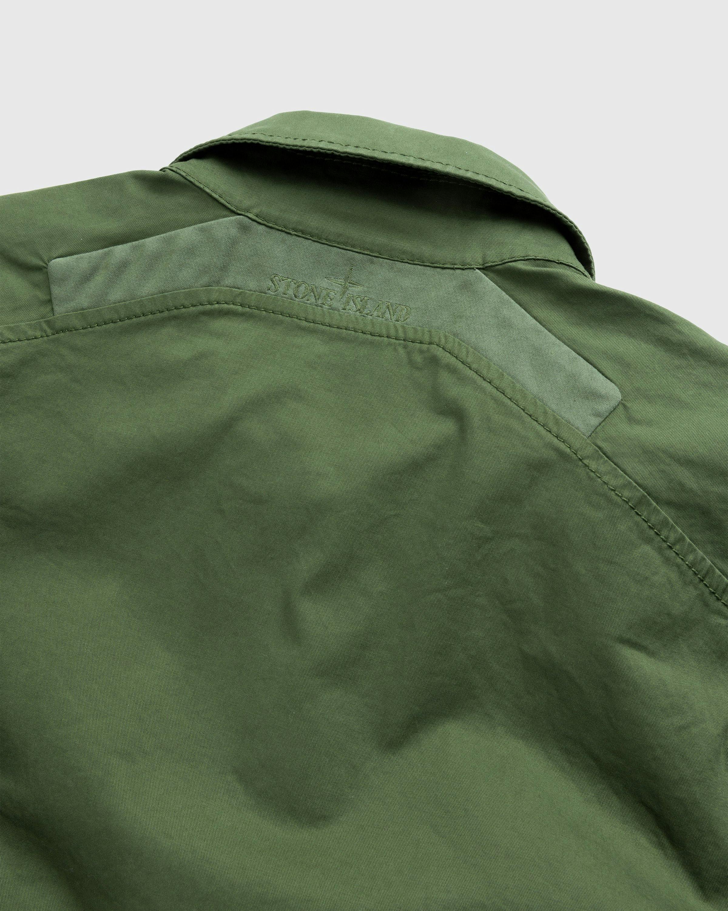 Stone Island - Garment-Dyed Cotton Overshirt Olive - Clothing - Green - Image 4