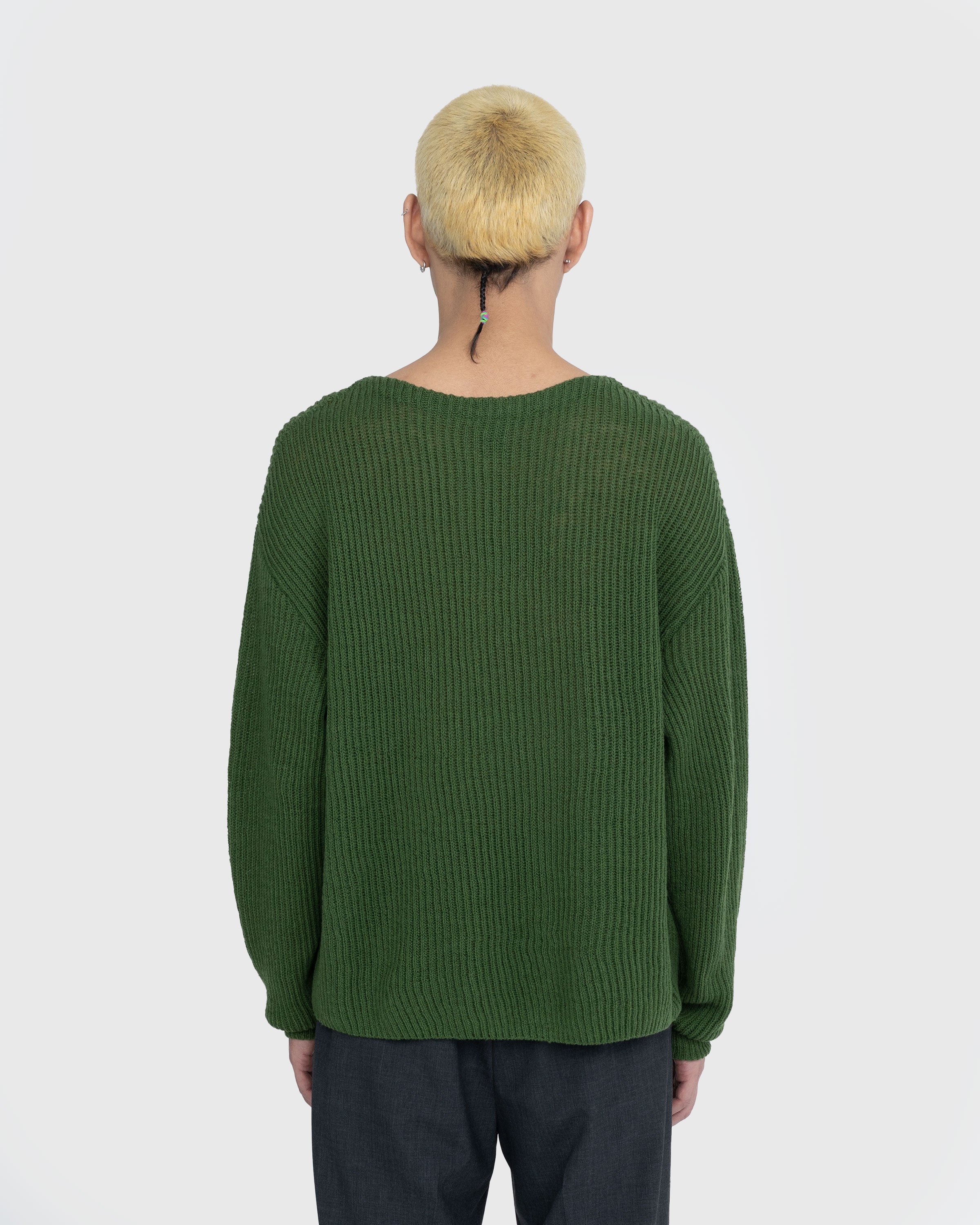 Auralee - Hard Twist Wool Rib Knit Boat Neck Pullover Green - Clothing - Green - Image 4