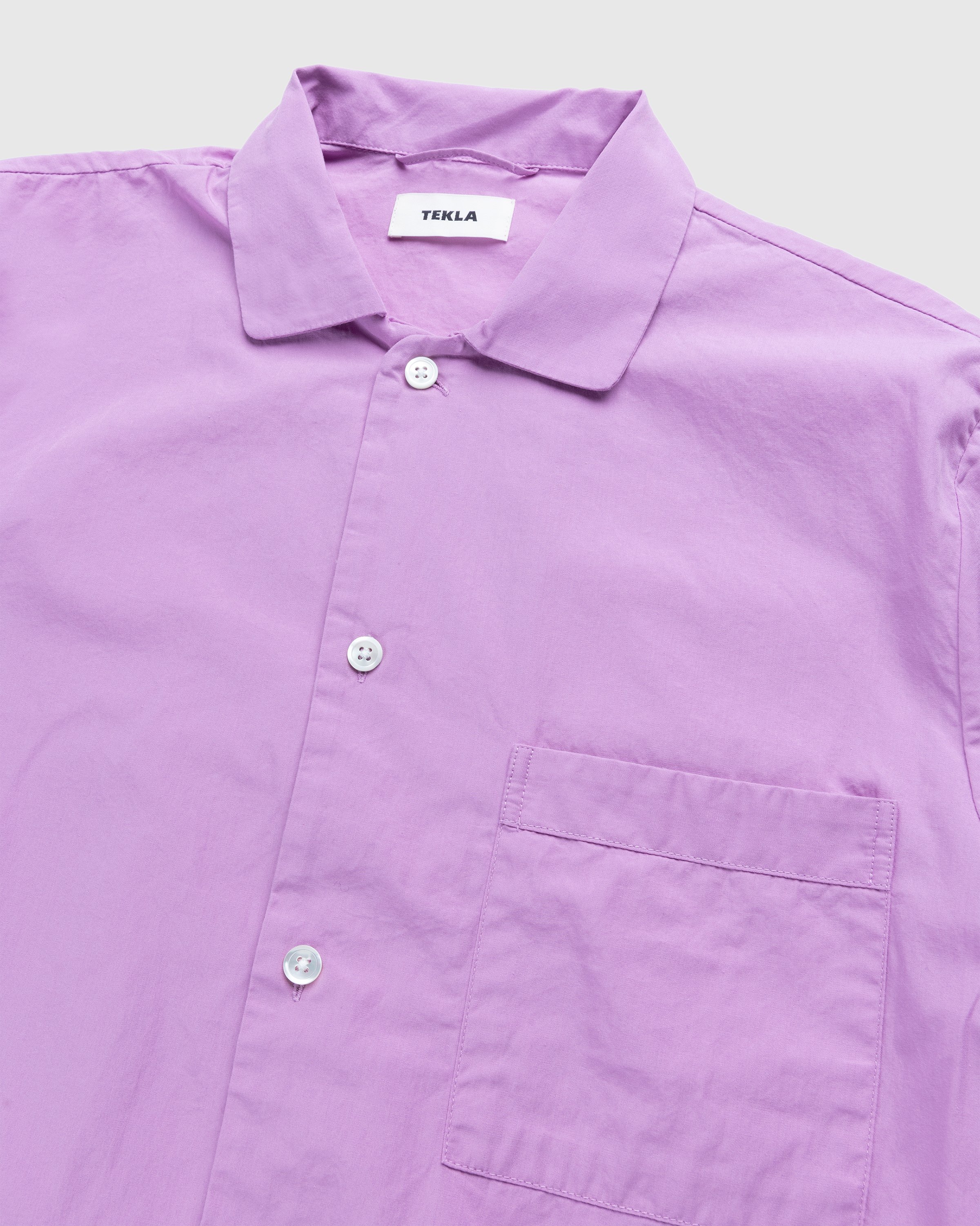 Tekla - Cotton Poplin Pyjamas Shirt Purple Pink - Clothing - Pink - Image 3