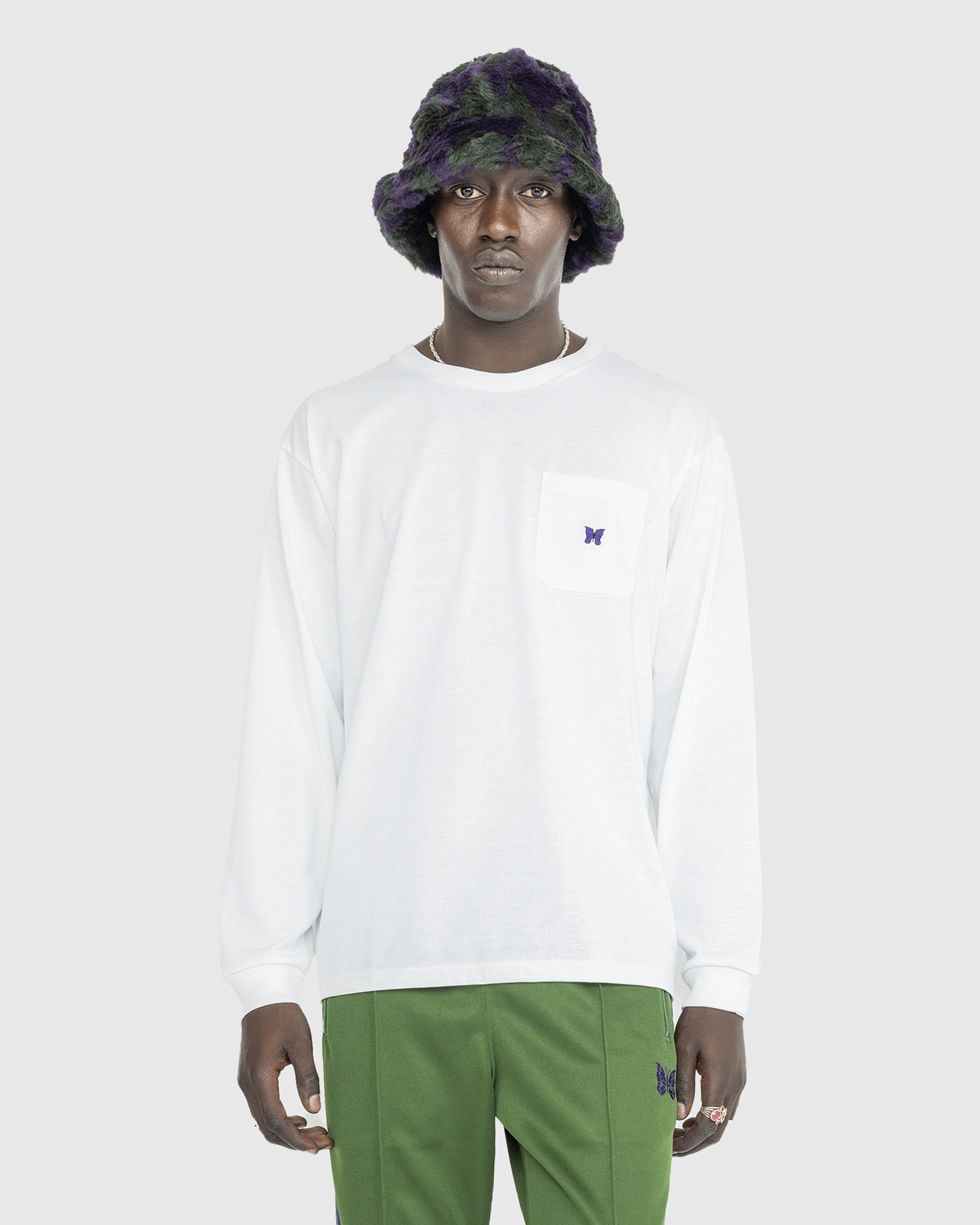 Needles - L/S Crew Neck Tee - Poly Jersey - Clothing - White - Image 2