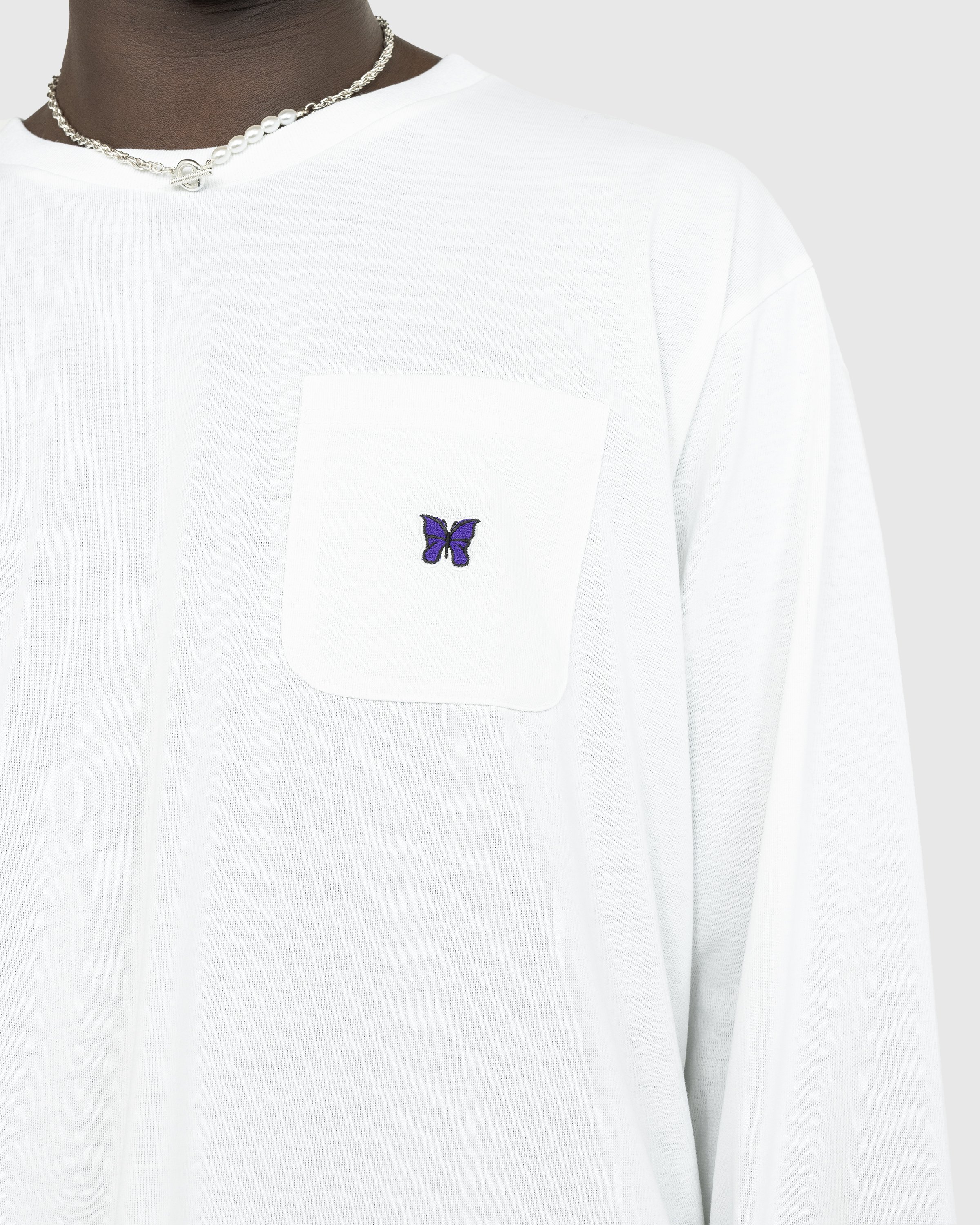 Needles - L/S Crew Neck Tee - Poly Jersey - Clothing - White - Image 5