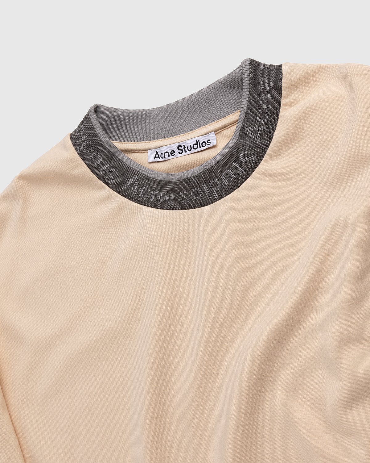 Acne Studios - Logo Collar T-Shirt Cream Beige - Clothing - Beige - Image 3