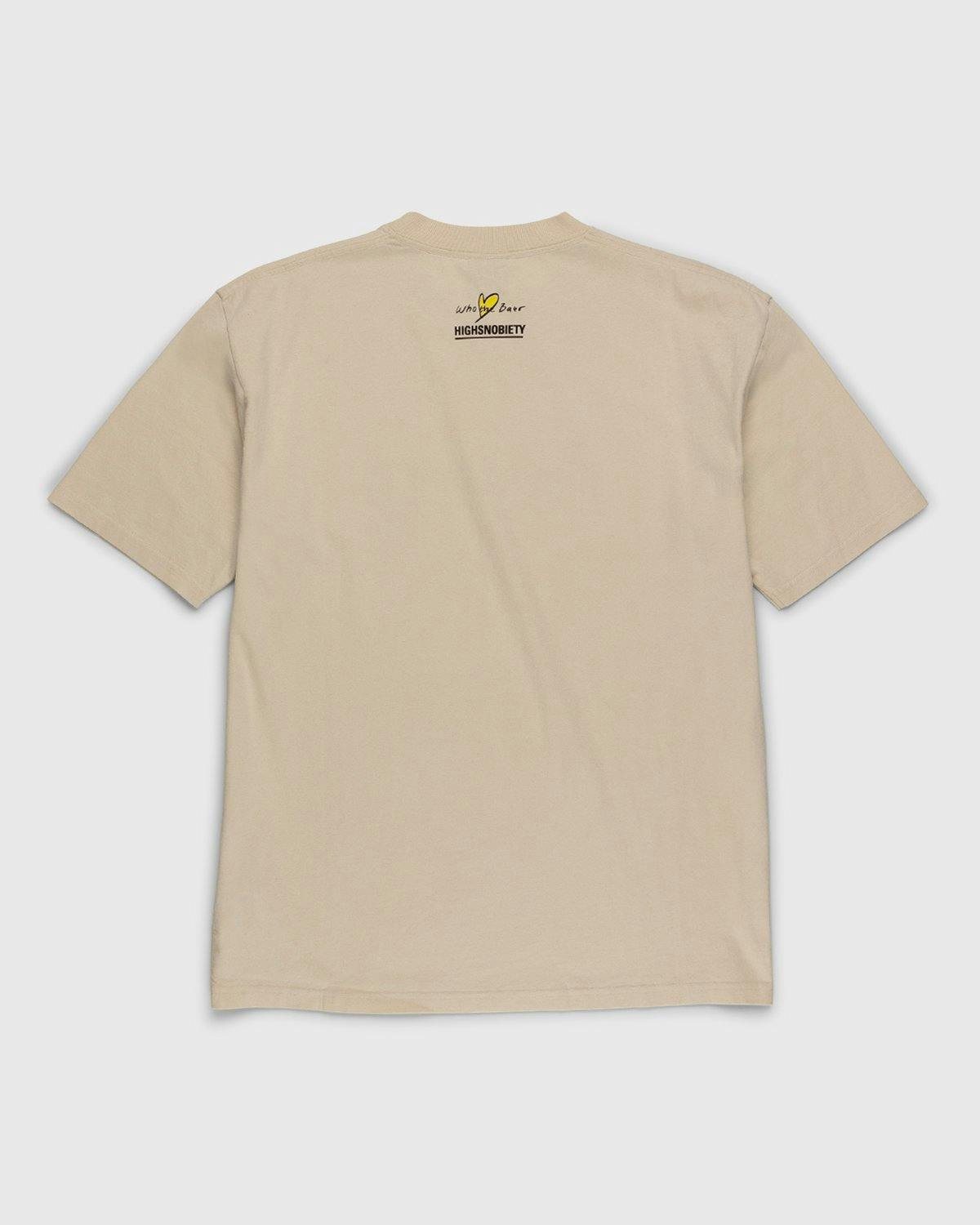 Simon Fujiwara x Highsnobiety - Who The Baer Logo T-Shirt Eggsehll - Clothing - Beige - Image 2