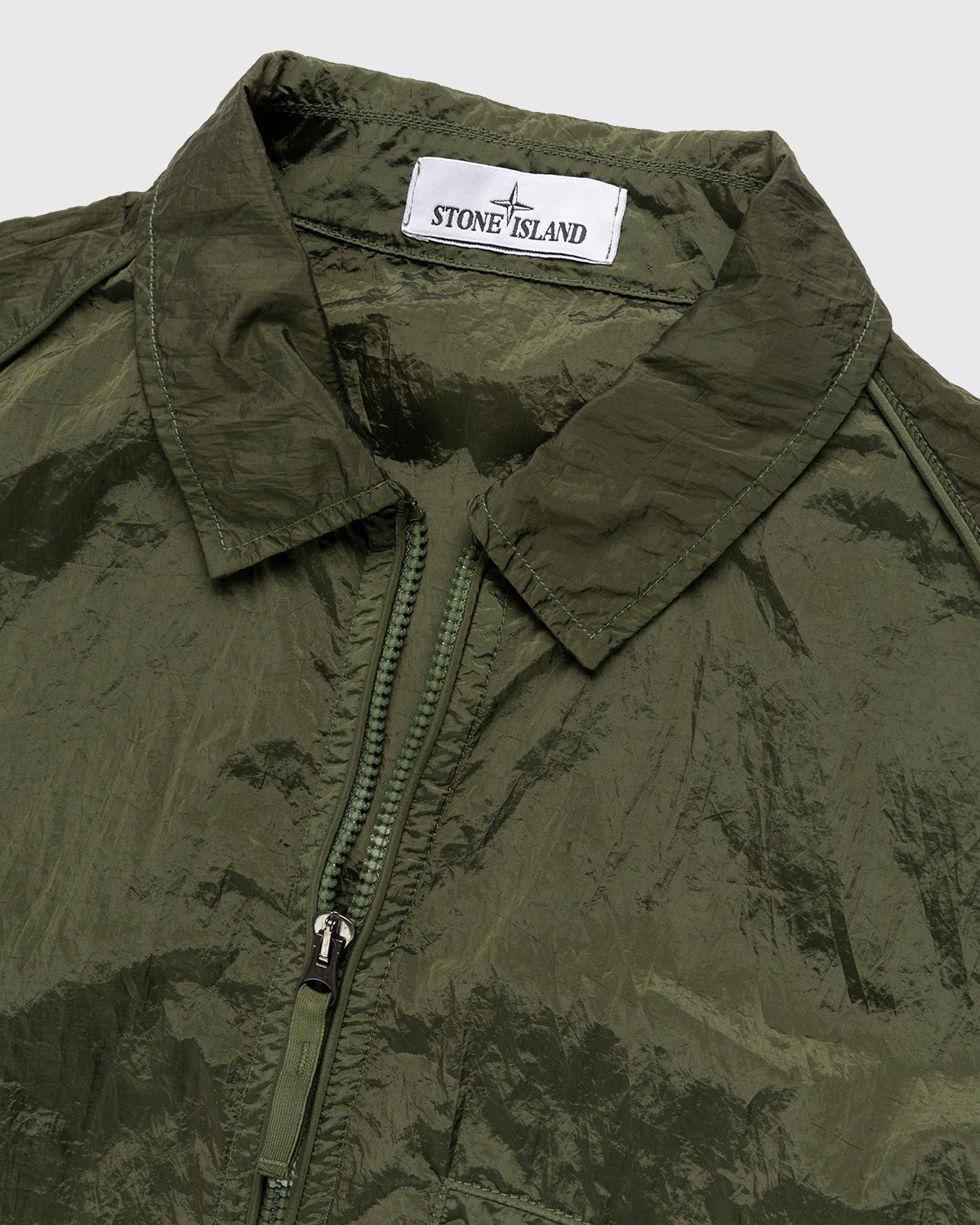 Stone Island - 12321 Garment-Dyed Nylon Metal Overshirt Olive - Clothing - Green - Image 4