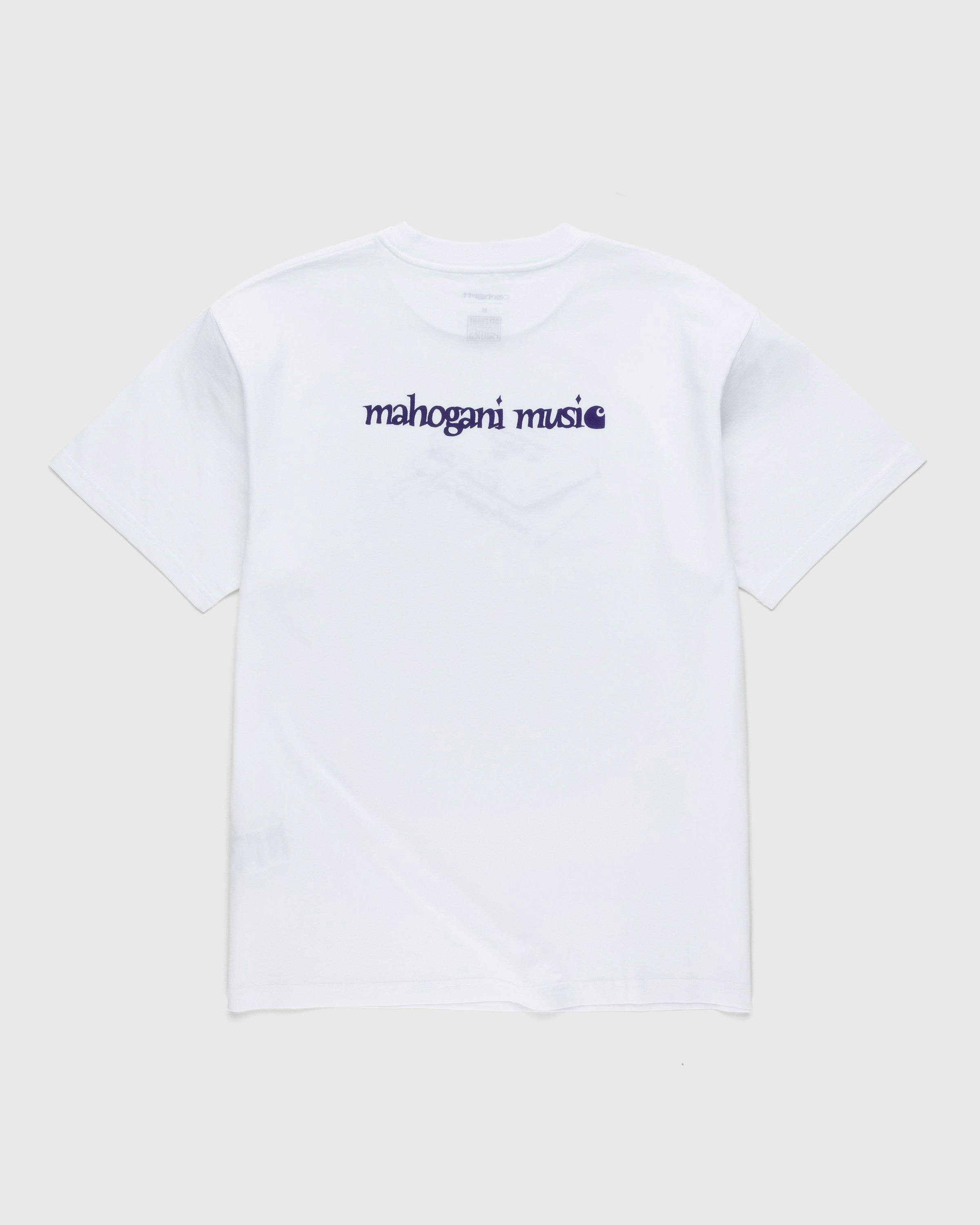 Carhartt WIP - Mahogani Music T-Shirt White/Purple - Clothing - White - Image 2