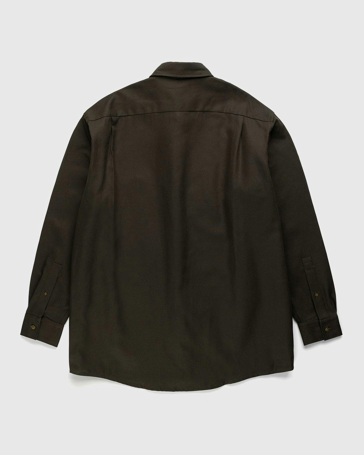 Acne Studios - Linen Blend Button-Up Shirt Dark Olive - Clothing - Green - Image 2