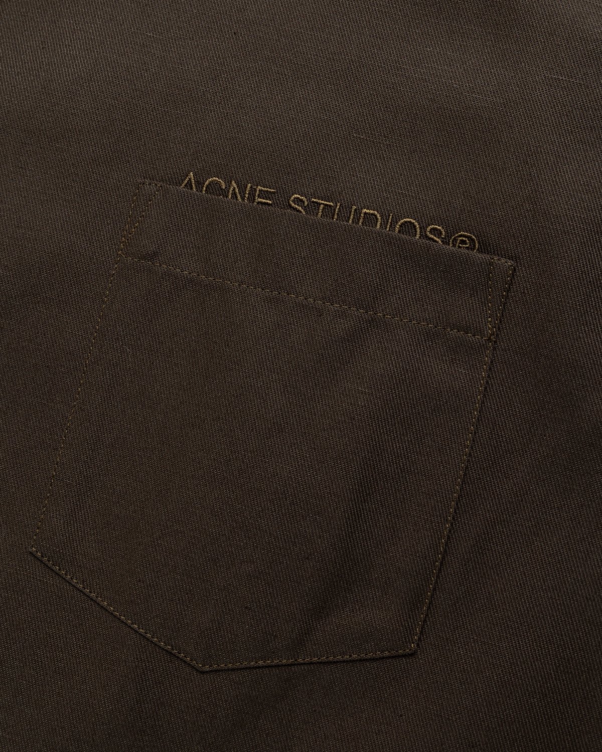 Acne Studios - Linen Blend Button-Up Shirt Dark Olive - Clothing - Green - Image 3