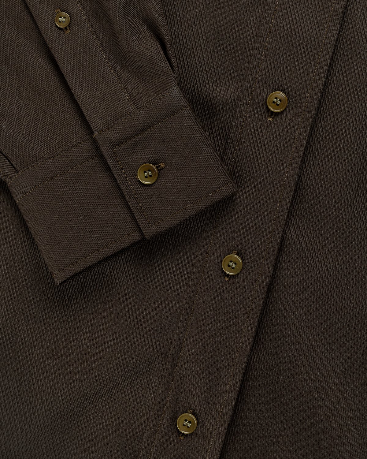 Acne Studios - Linen Blend Button-Up Shirt Dark Olive - Clothing - Green - Image 5