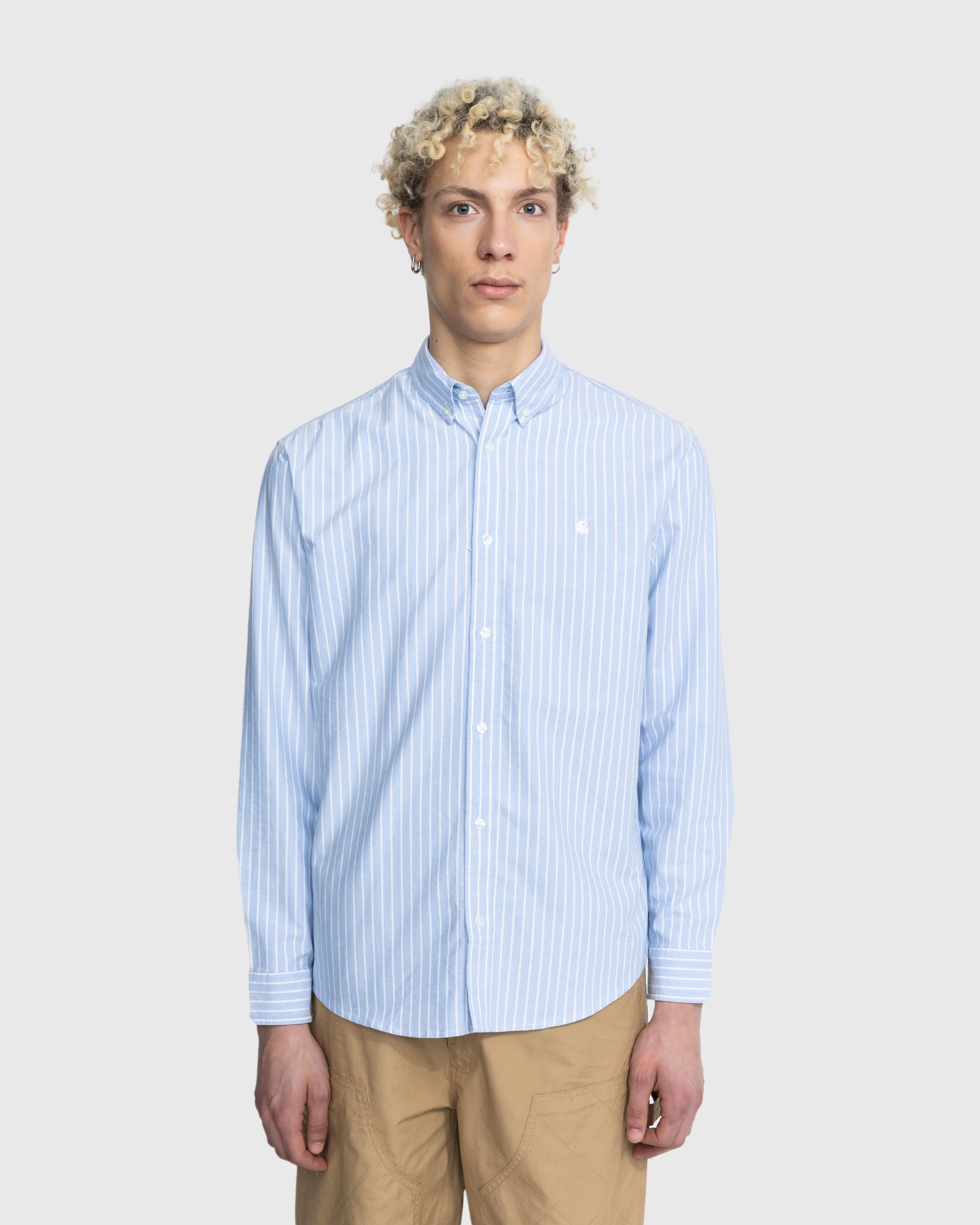 Carhartt WIP - Dabney Stripe Shirt Bleach/White - Clothing - Blue - Image 2