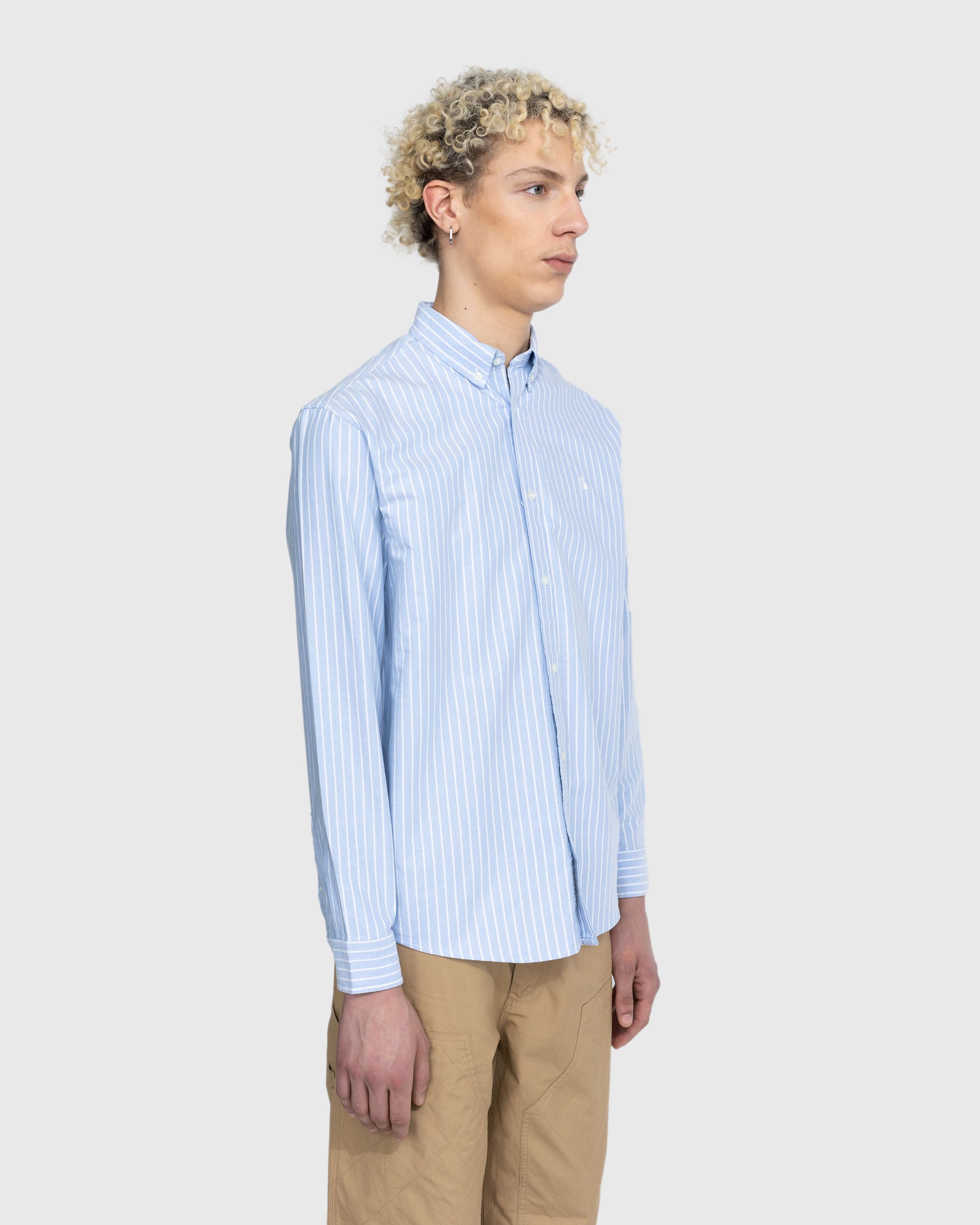 Carhartt WIP - Dabney Stripe Shirt Bleach/White - Clothing - Blue - Image 4