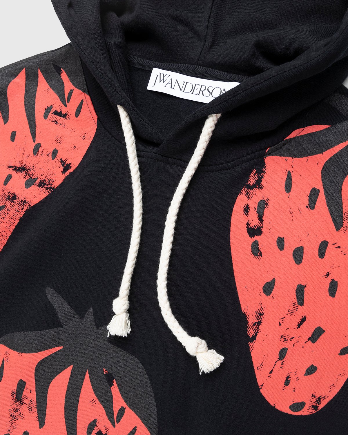J.W. Anderson - Oversized Strawberry Hoodie Black/Red - Clothing - Black - Image 3