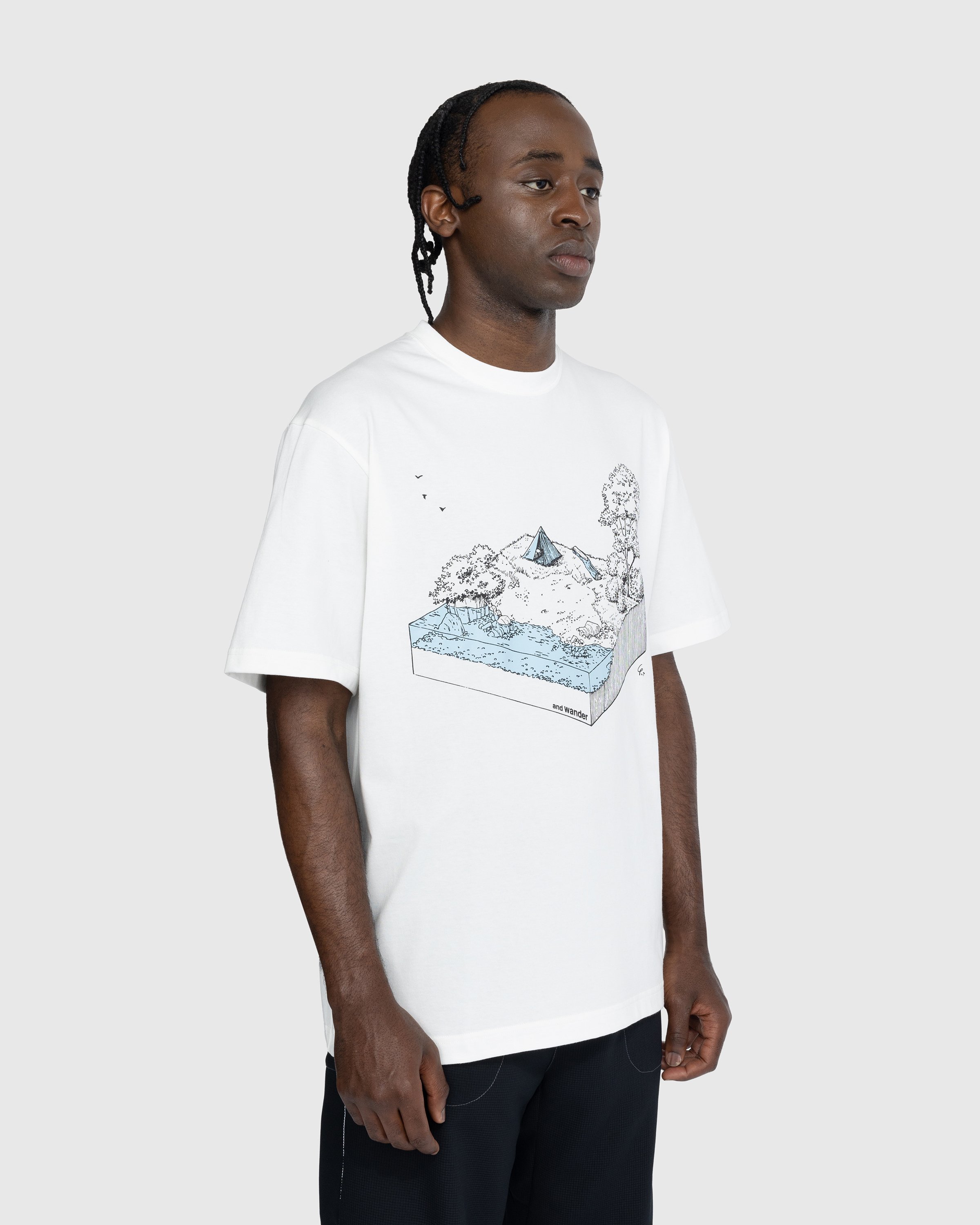 And Wander - In The Mountain Printed Tee White - Clothing - White - Image 2