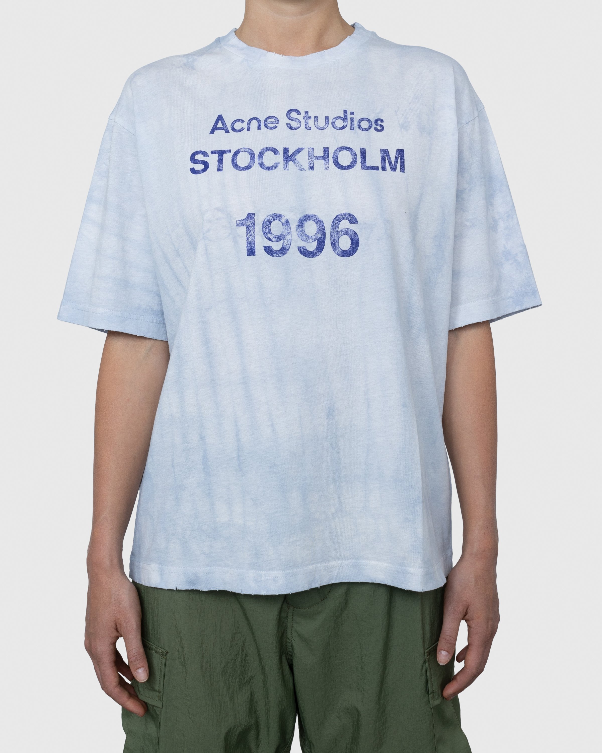 Acne Studios - Tea Dyed Logo Stamp T-Shirt Blue - Clothing - Blue - Image 2
