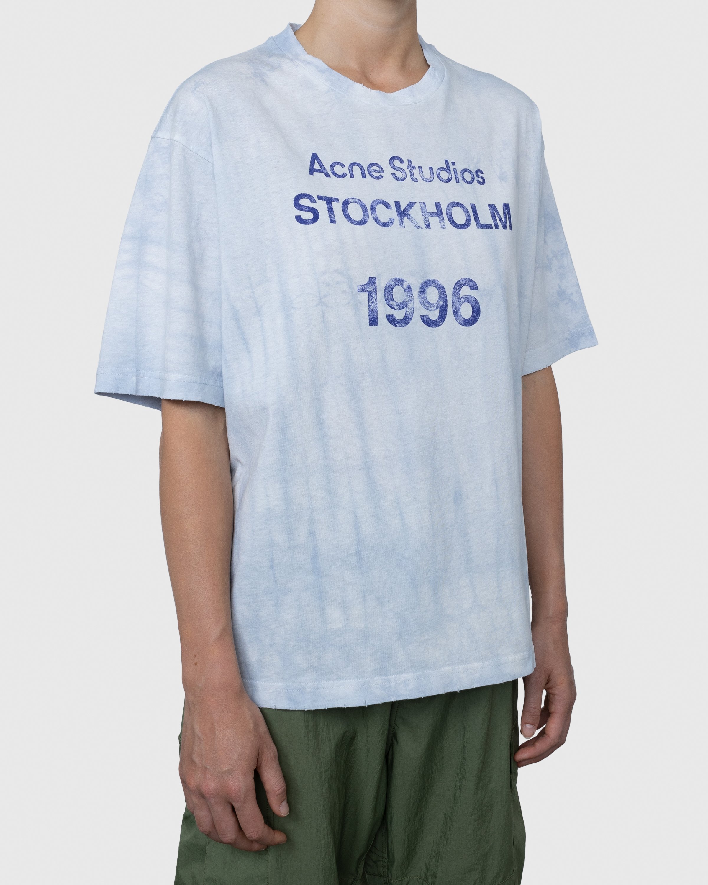Acne Studios - Tea Dyed Logo Stamp T-Shirt Blue - Clothing - Blue - Image 3