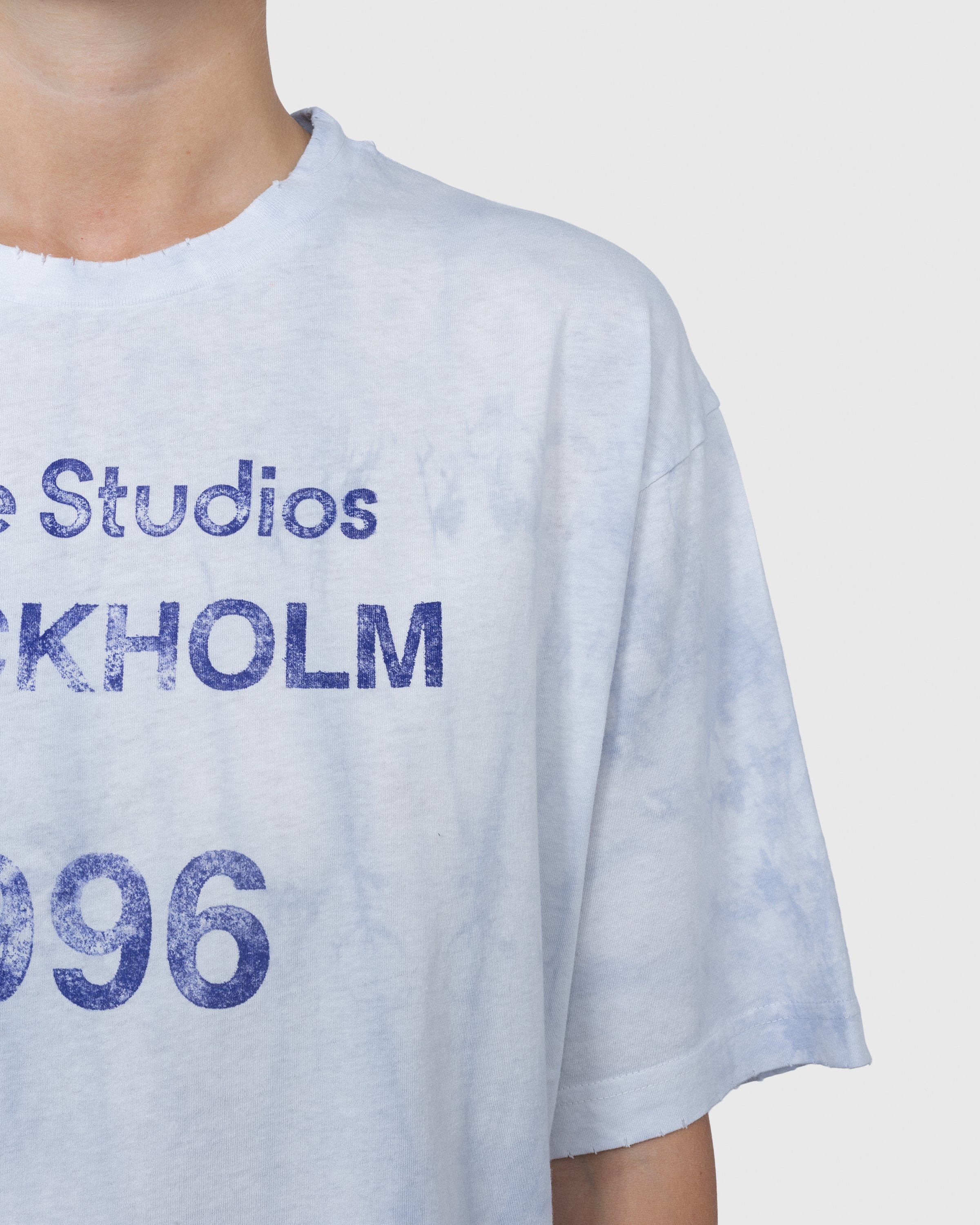 Acne Studios - Tea Dyed Logo Stamp T-Shirt Blue - Clothing - Blue - Image 5